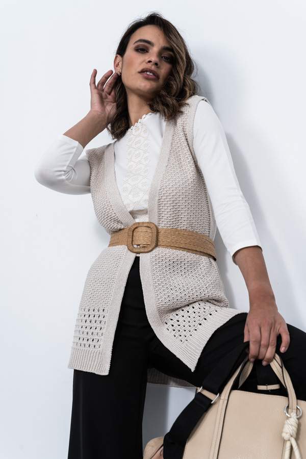 CHALECO CALADO BEIGE