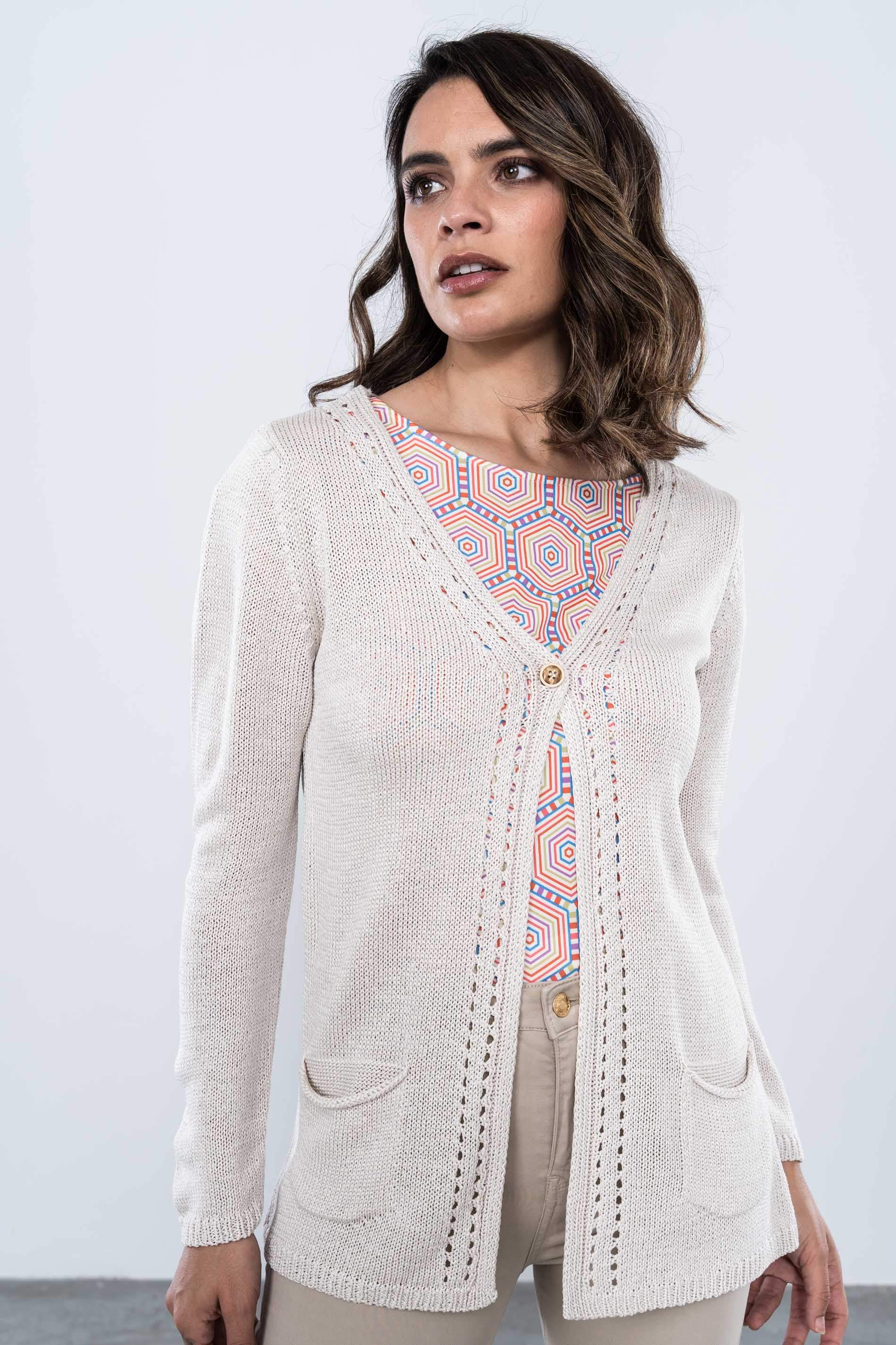 CHAQUETA CALADOS BOLSILLOS BEIGE