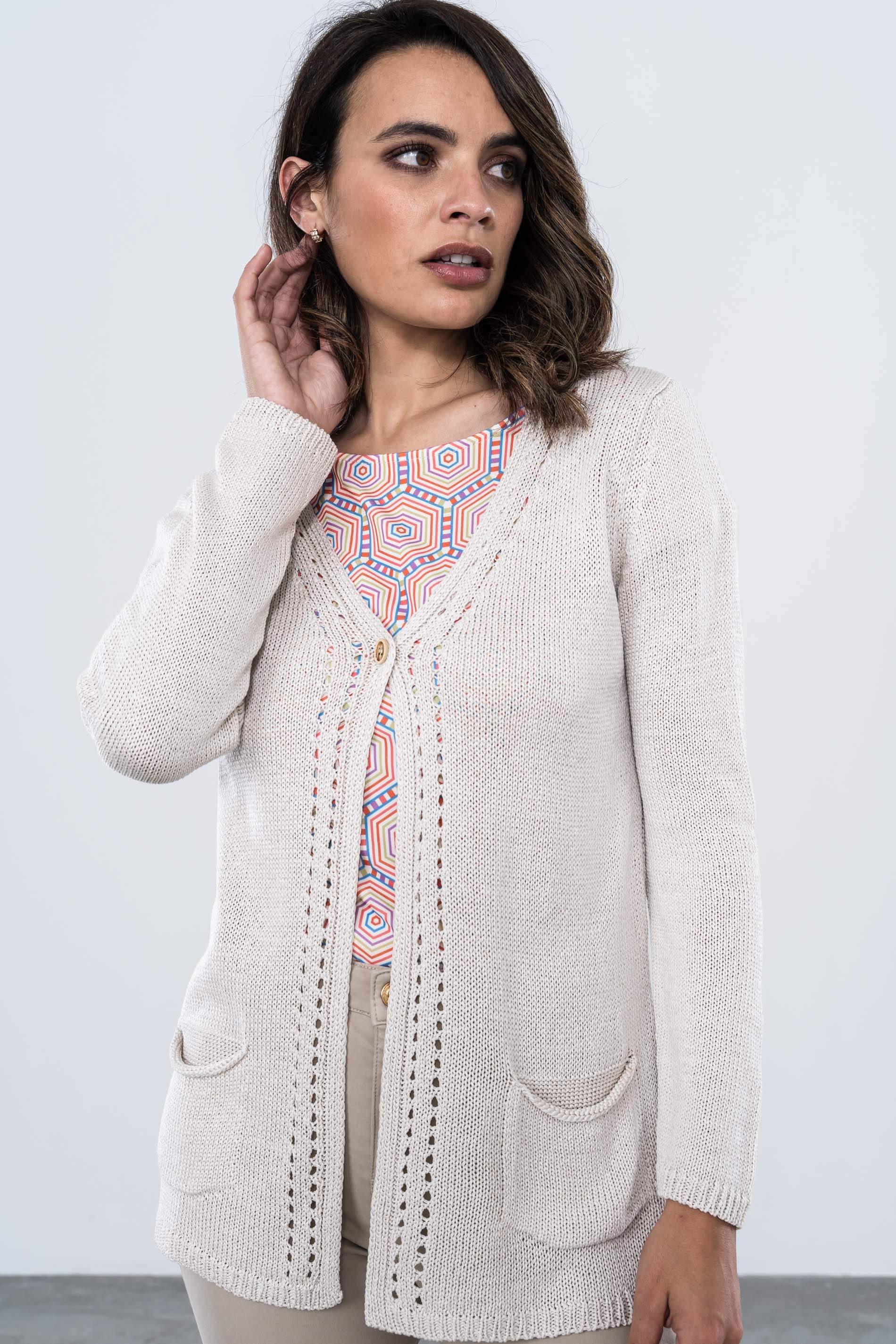 CHAQUETA CALADOS BOLSILLOS BEIGE