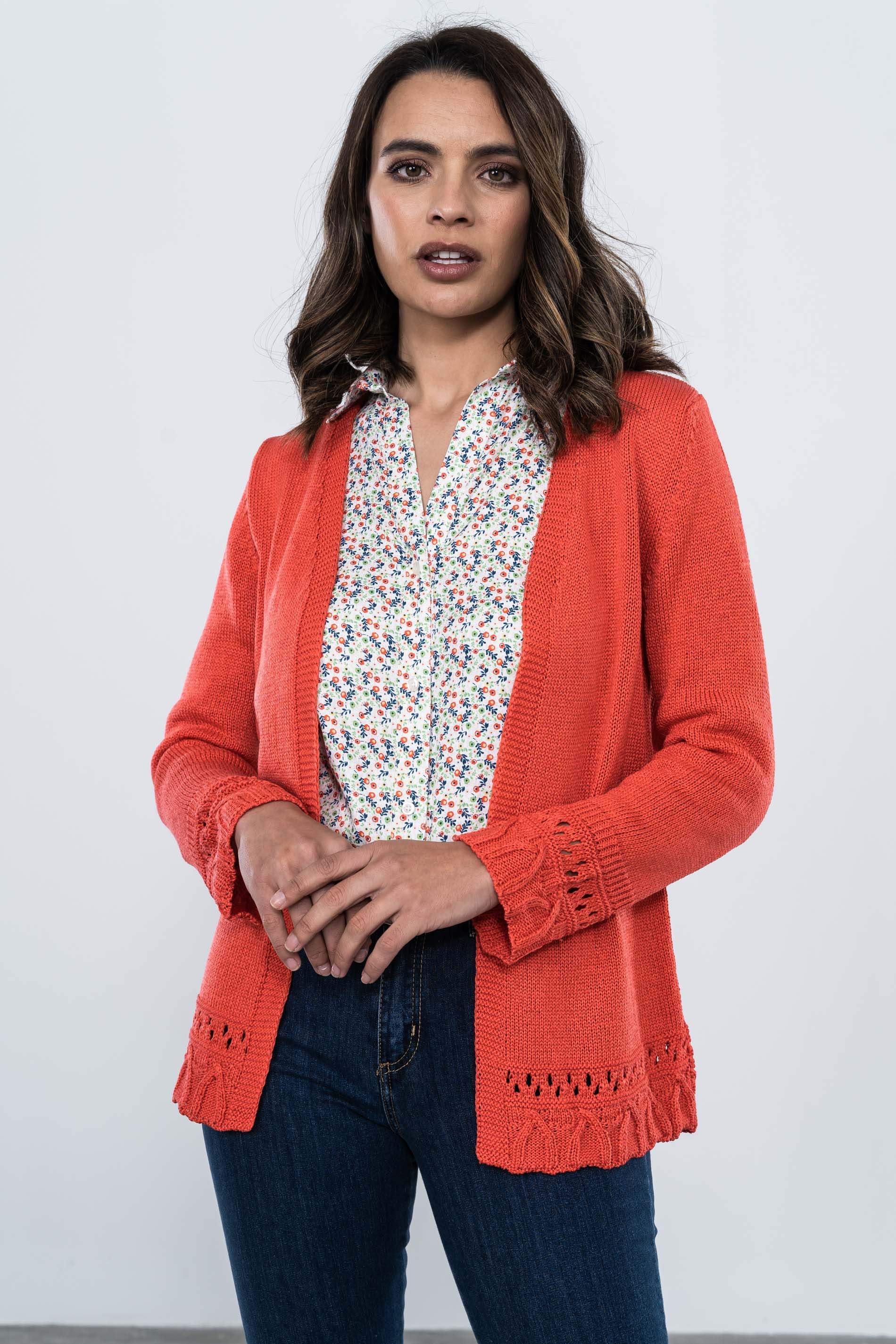 CHAQUETA DETALLES CENEFAS CORAL