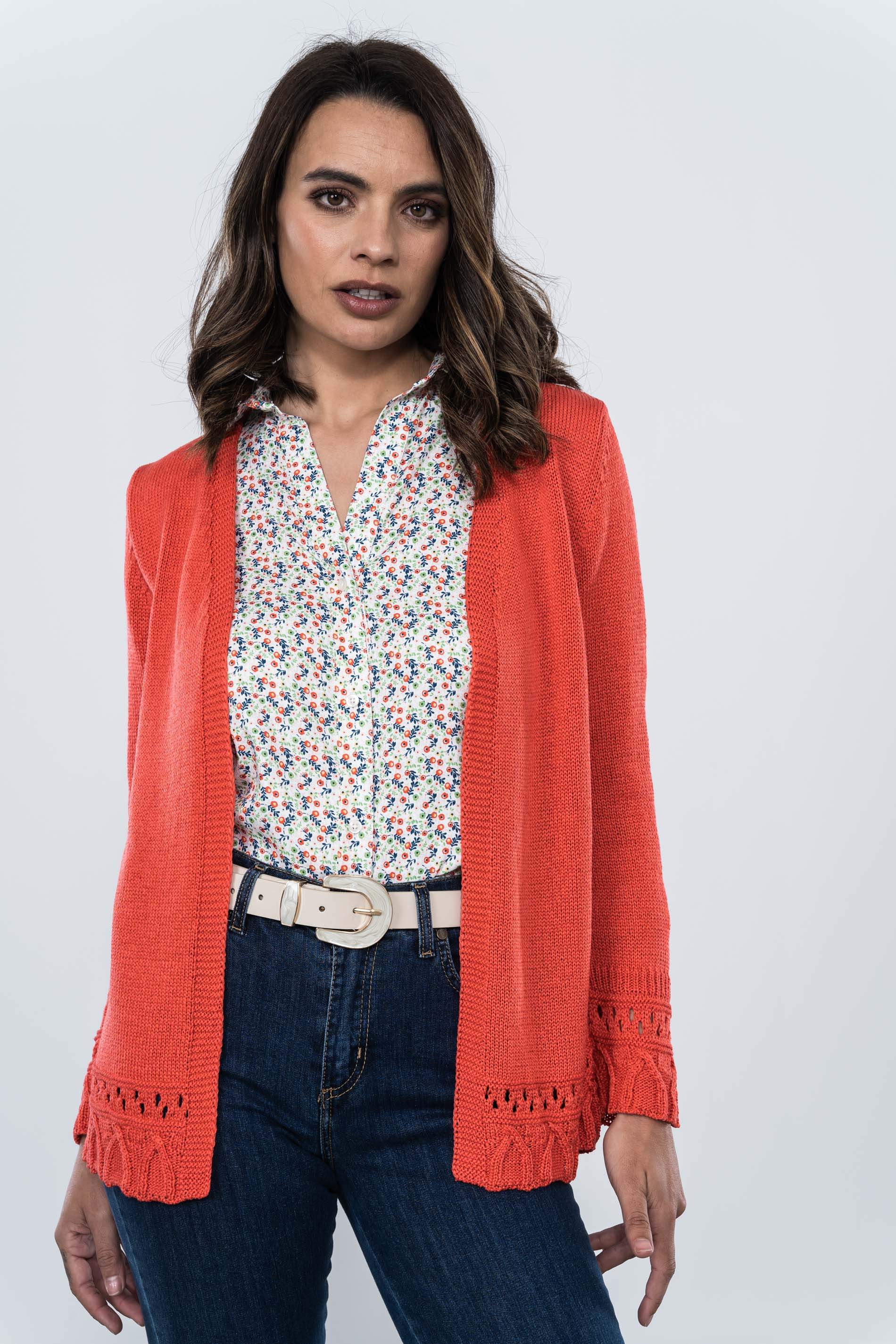 CHAQUETA DETALLES CENEFAS CORAL