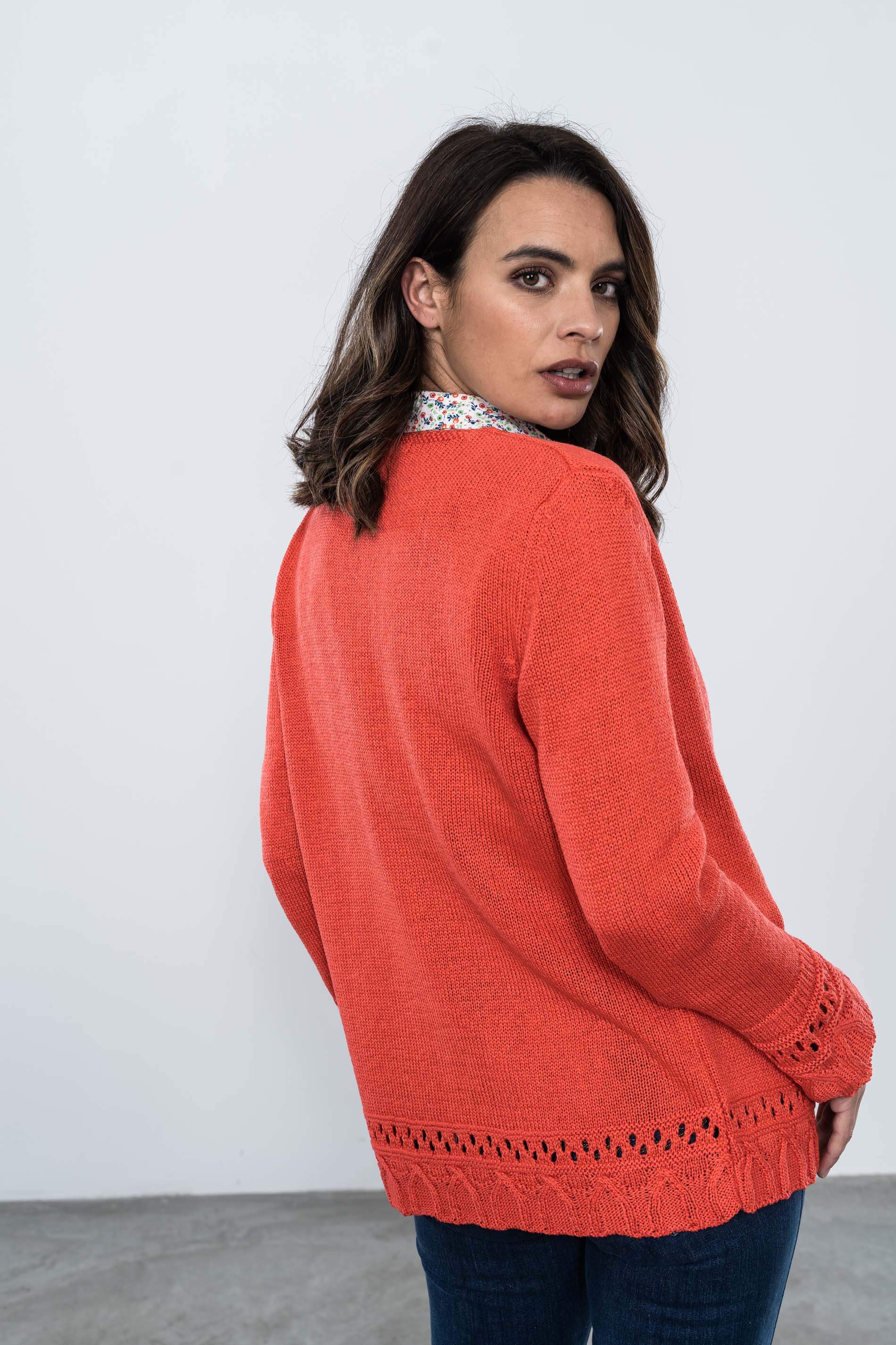 CHAQUETA DETALLES CENEFAS CORAL