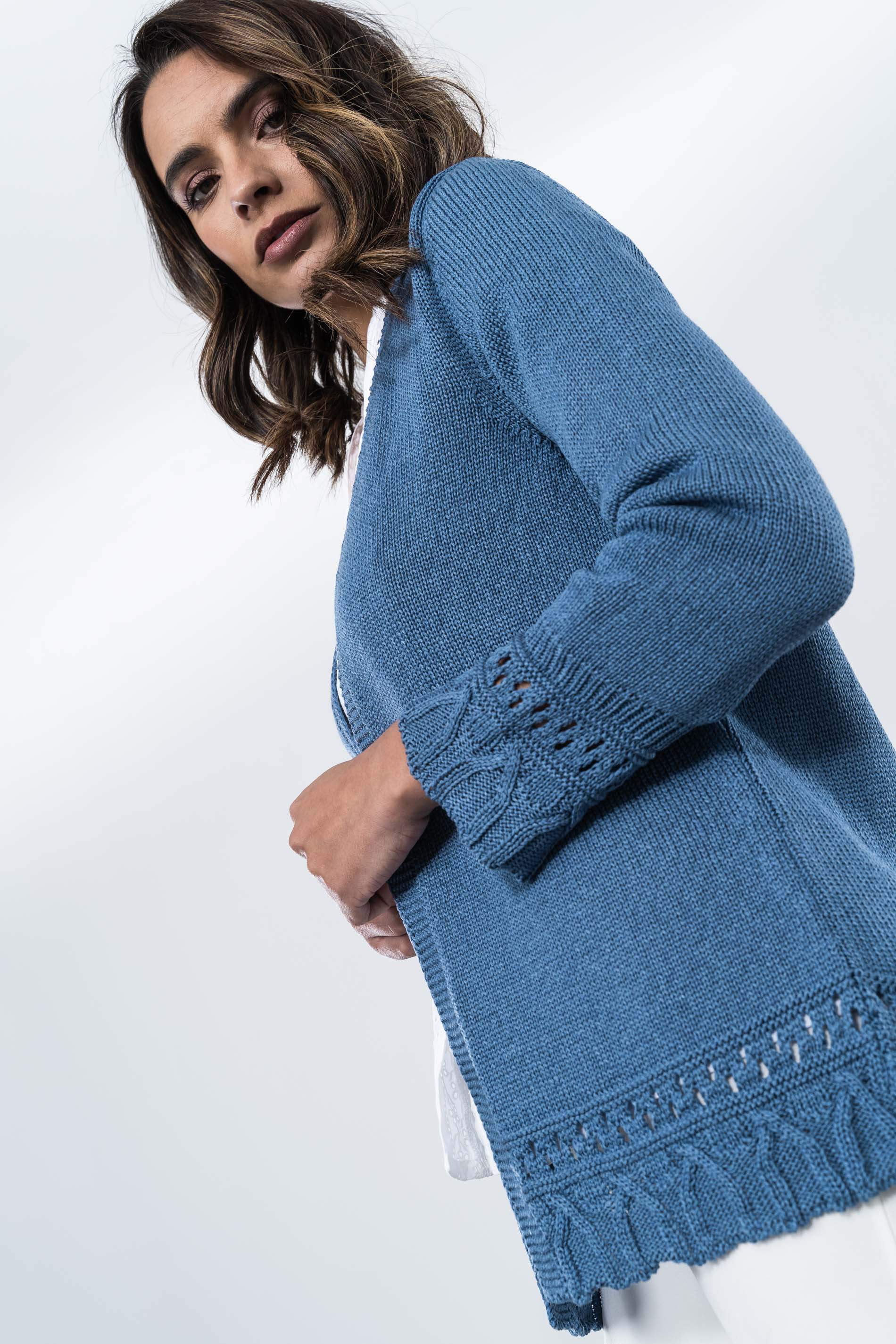 CHAQUETA DETALLES CENEFAS INDIGO