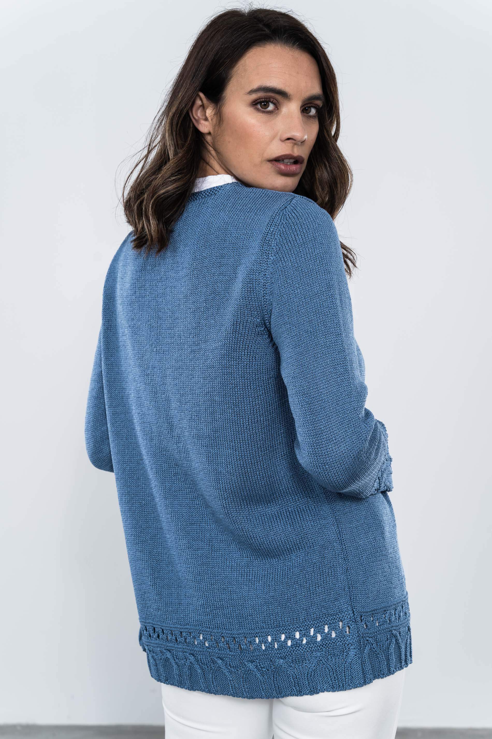 CHAQUETA DETALLES CENEFAS INDIGO