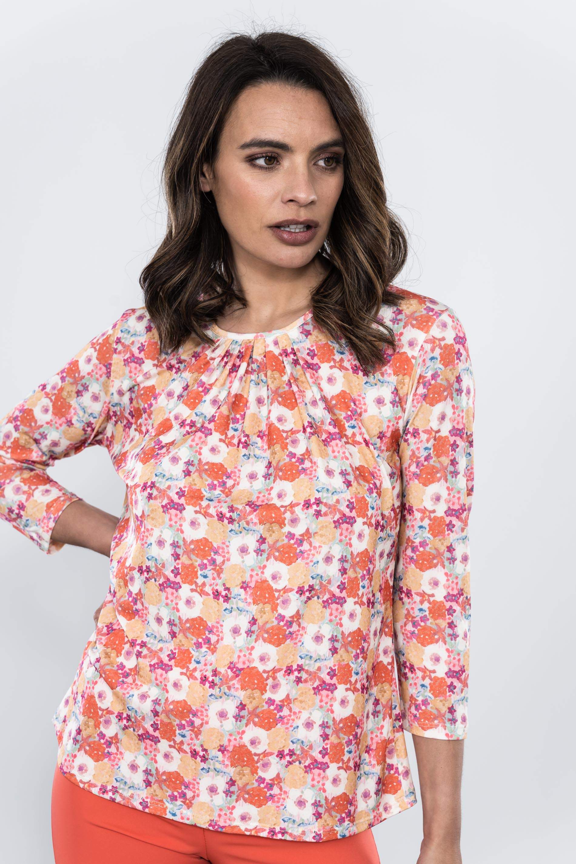 CAMISETA PLIEGUES FLOR ACUARELAS Precchio
