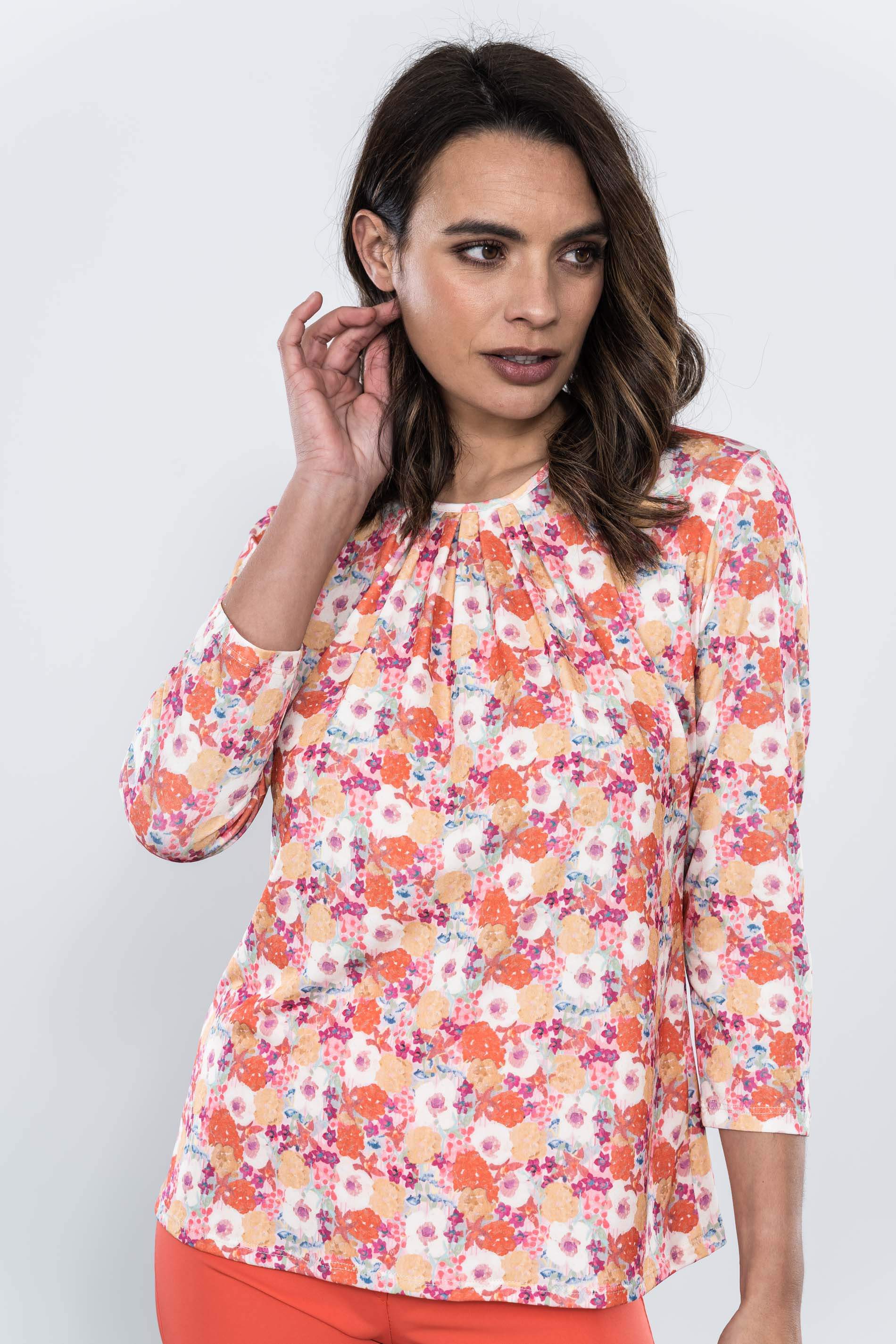CAMISETA PLIEGUES FLOR ACUARELAS