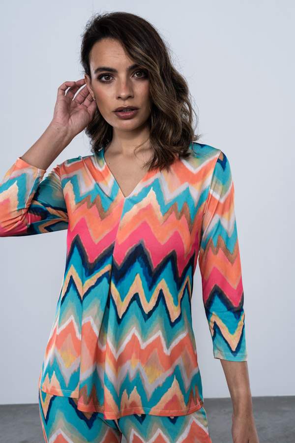 CAMISETA ZIG ZAG COLORES MANGA FRANCESA