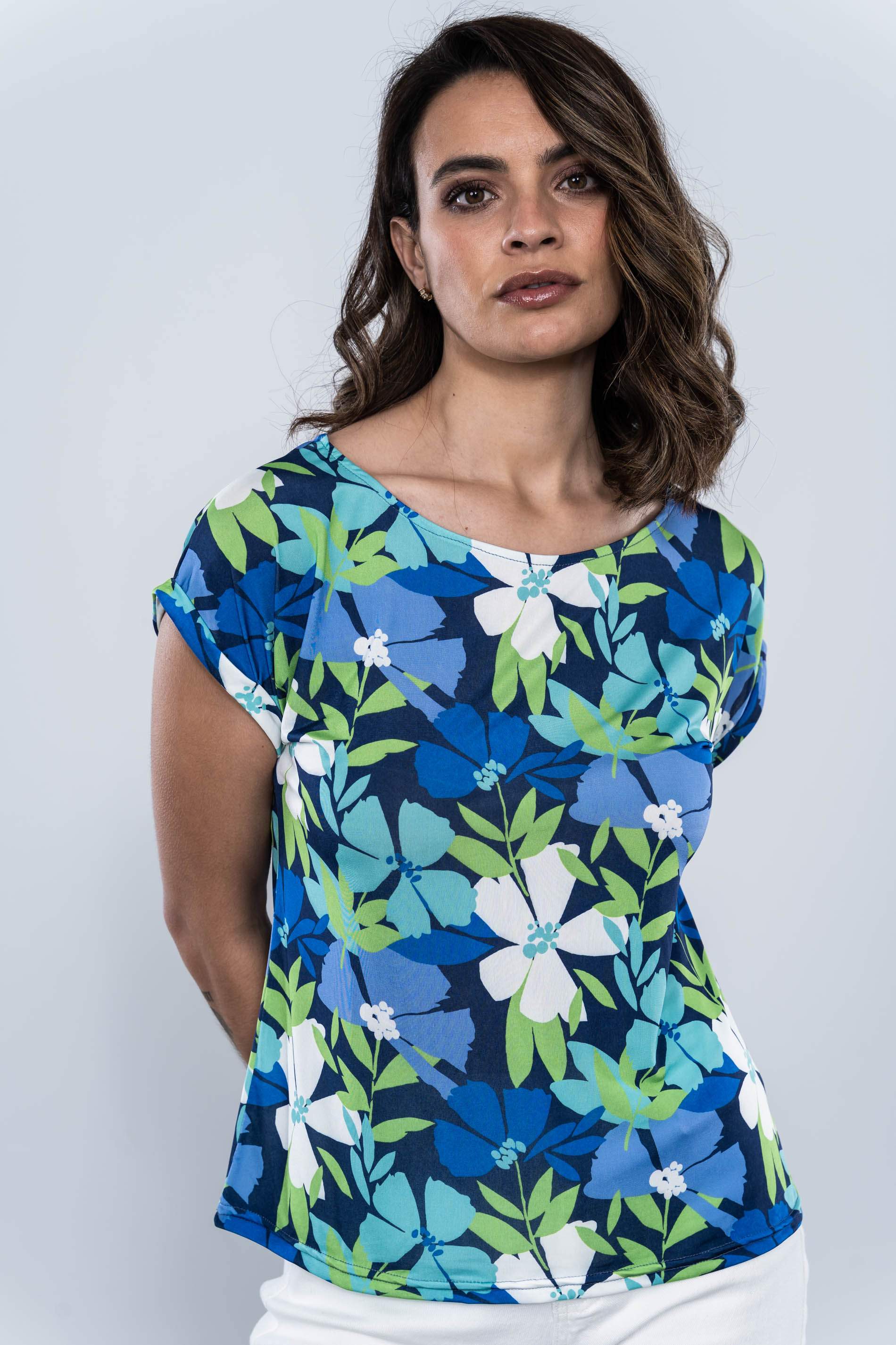 CAMISETA FLORAL MANGA VUELTA