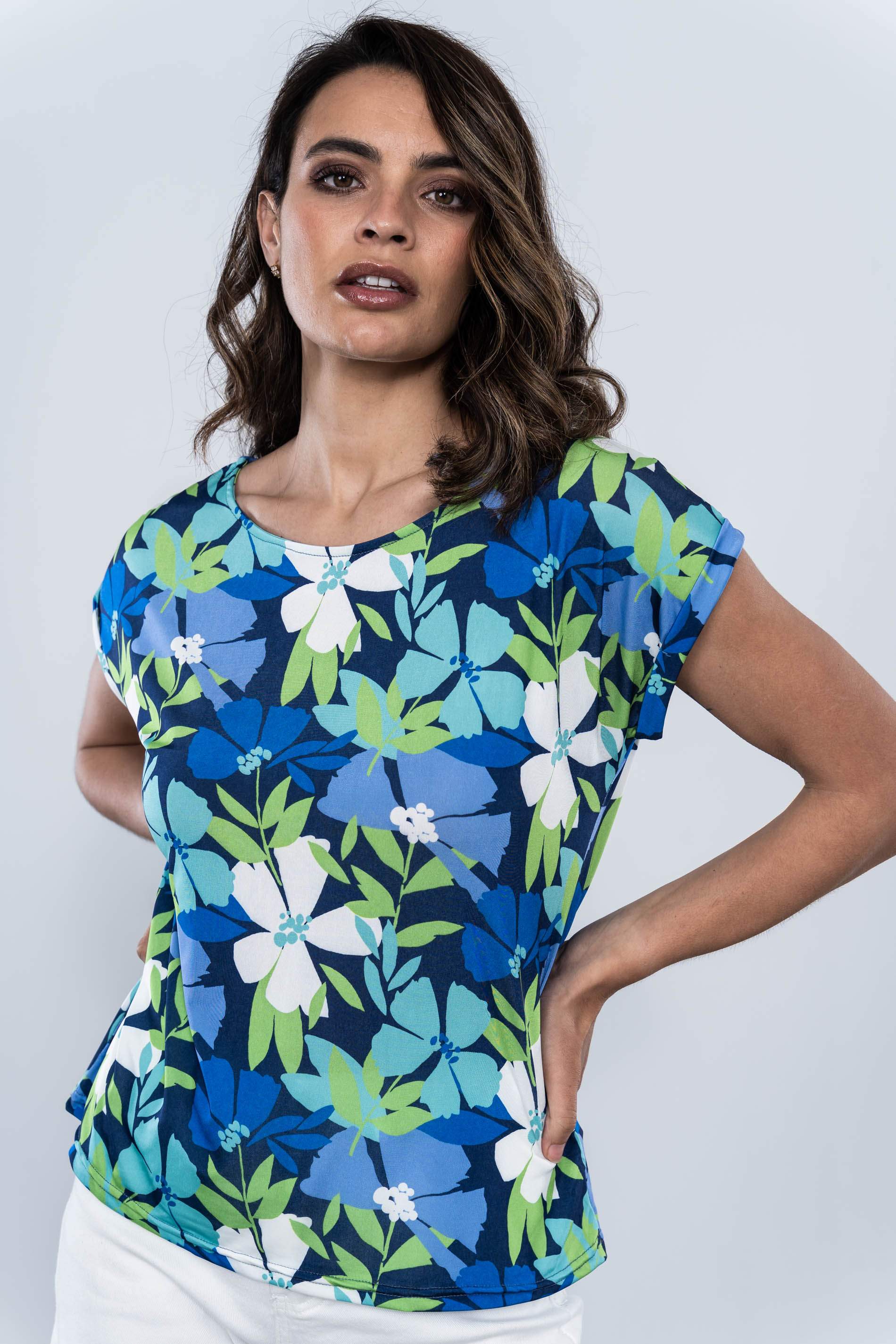 CAMISETA FLORAL MANGA VUELTA