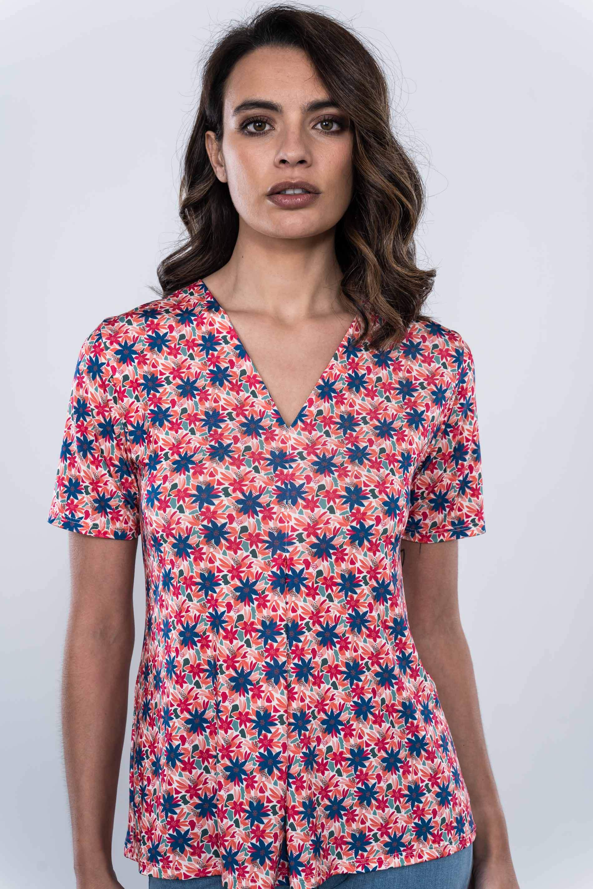 CAMISETA MARGARITAS FUELLE MANGA CORTA