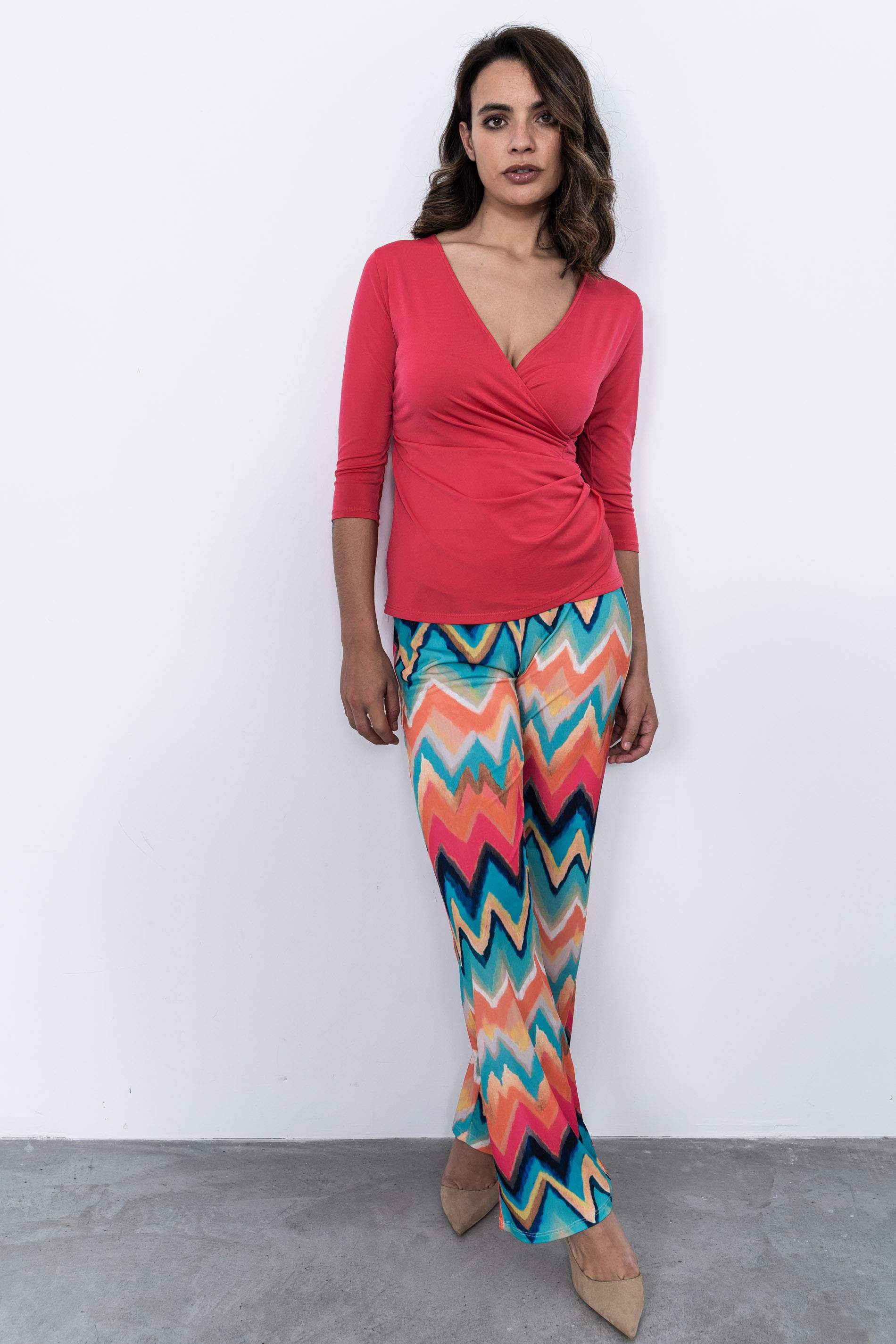 CAMISETA FRUNCES CINTURA CORAL