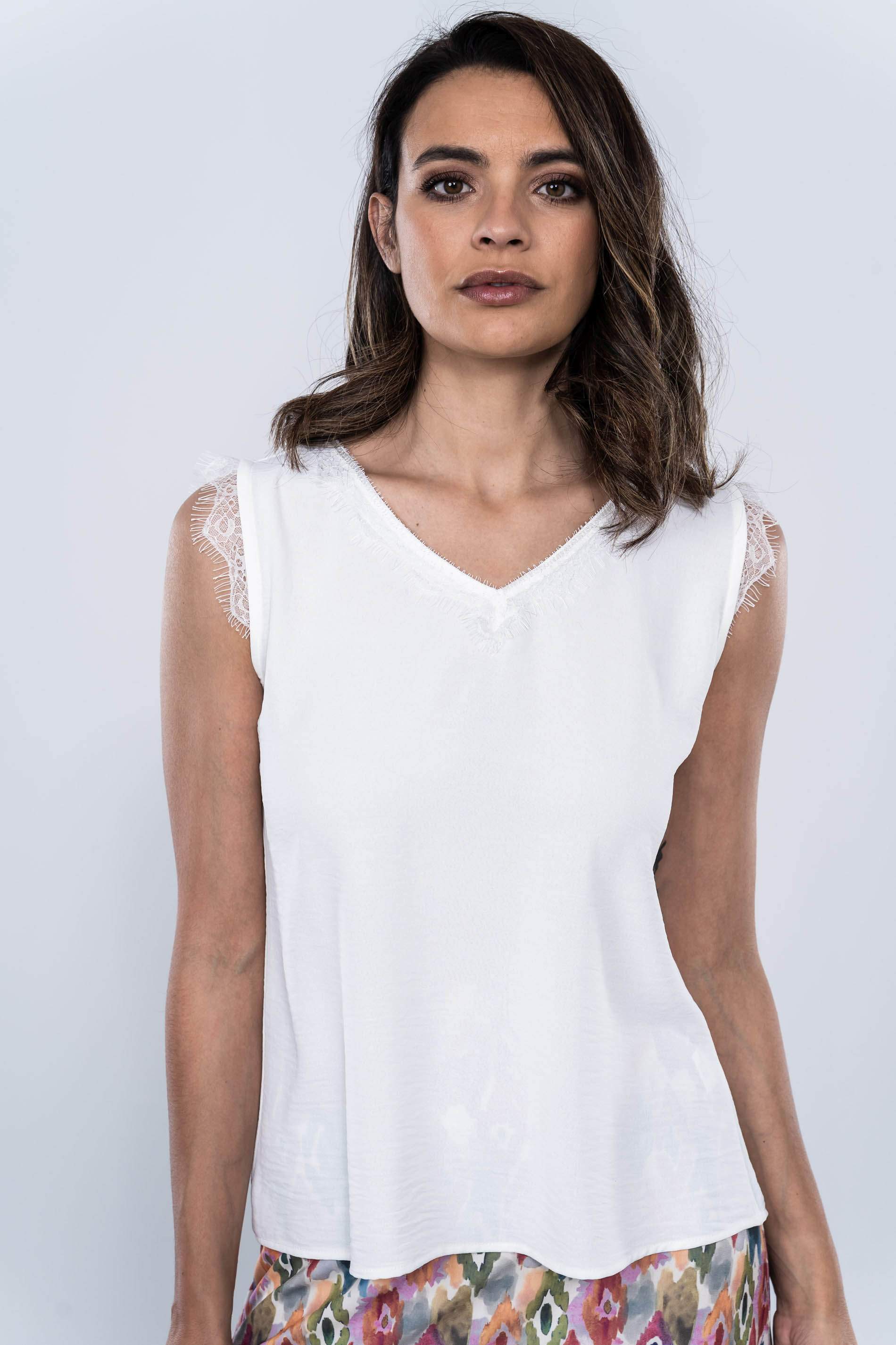 BLUSA COMBINADA ENCAJE BLANCA