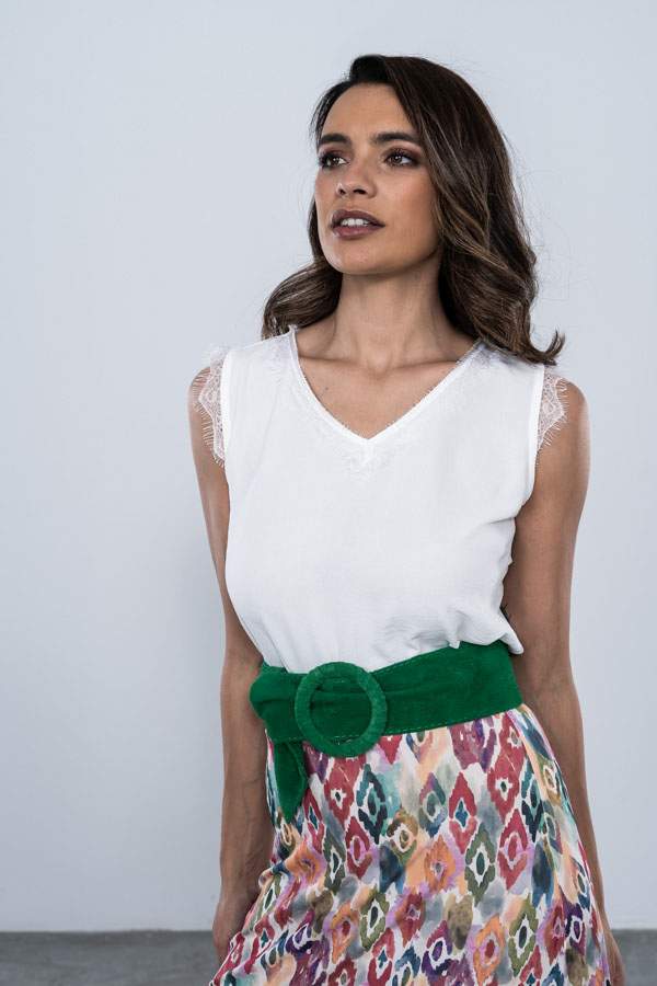BLUSA COMBINADA ENCAJE BLANCA