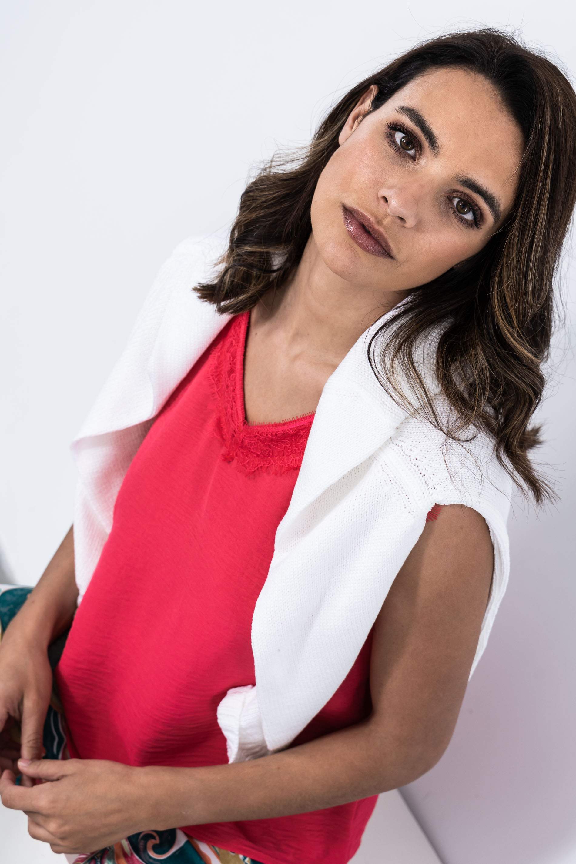 BLUSA COMBINADA ENCAJE CORAL
