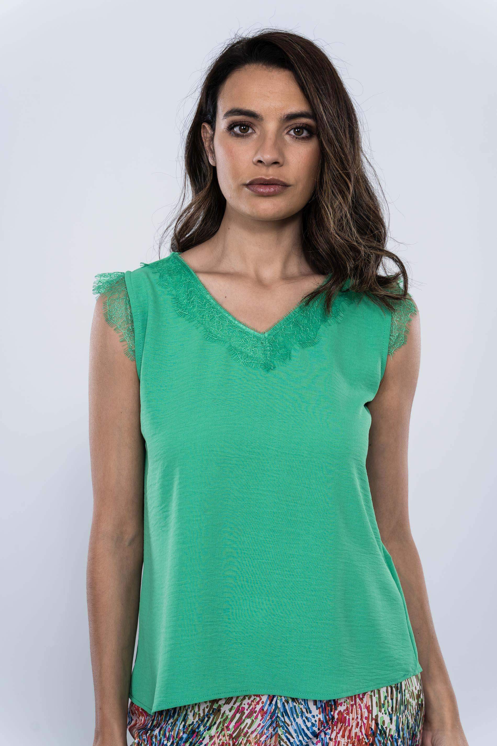 BLUSA COMBINADA ENCAJE VERDE