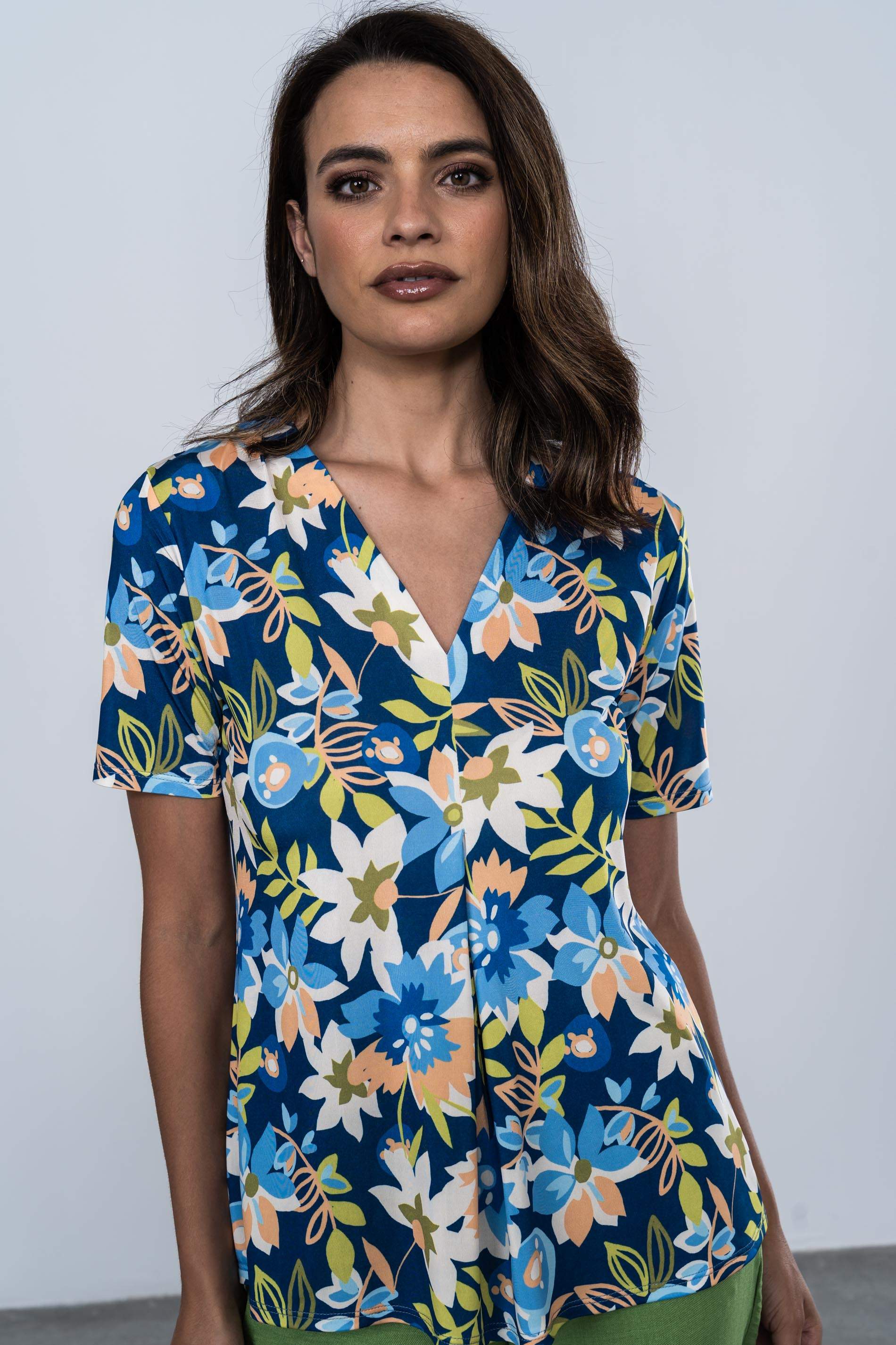 CAMISETA FLORAL FUELLE MANGA CORTA