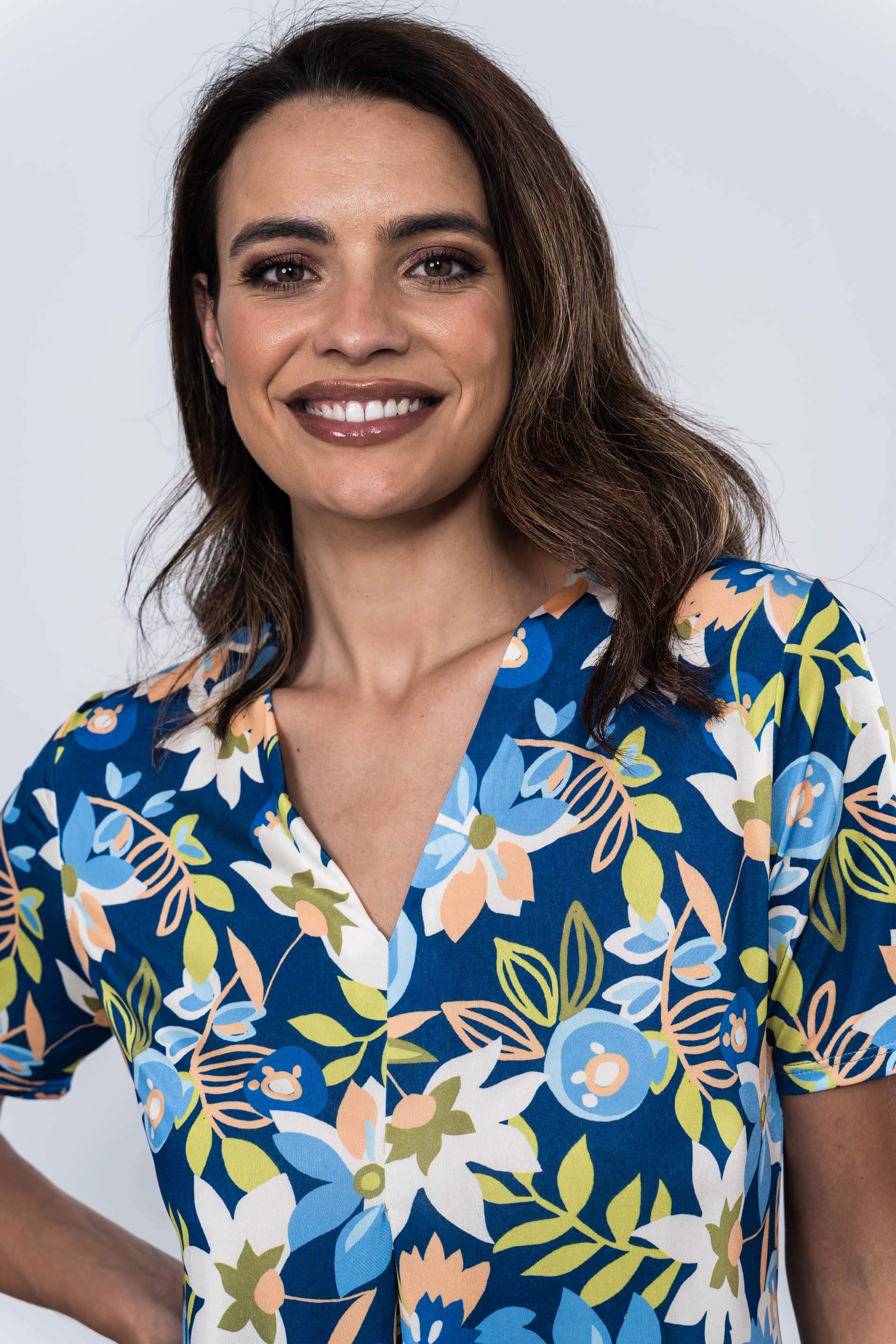 CAMISETA FLORAL FUELLE MANGA CORTA