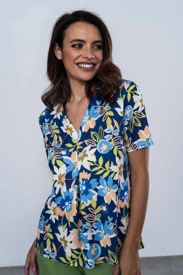 CAMISETA FLORAL FUELLE MANGA CORTA