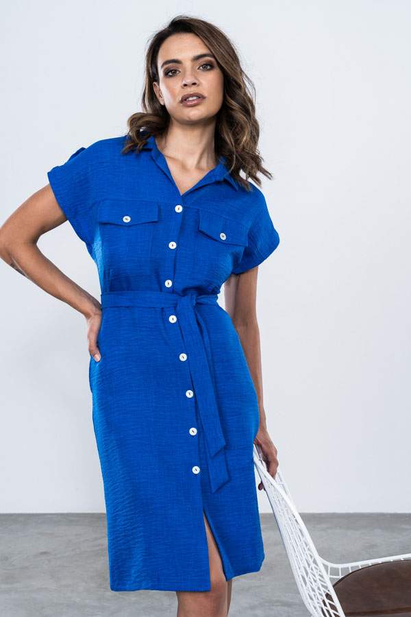 VESTIDO CAMISERO BOLSILLOS TINTA