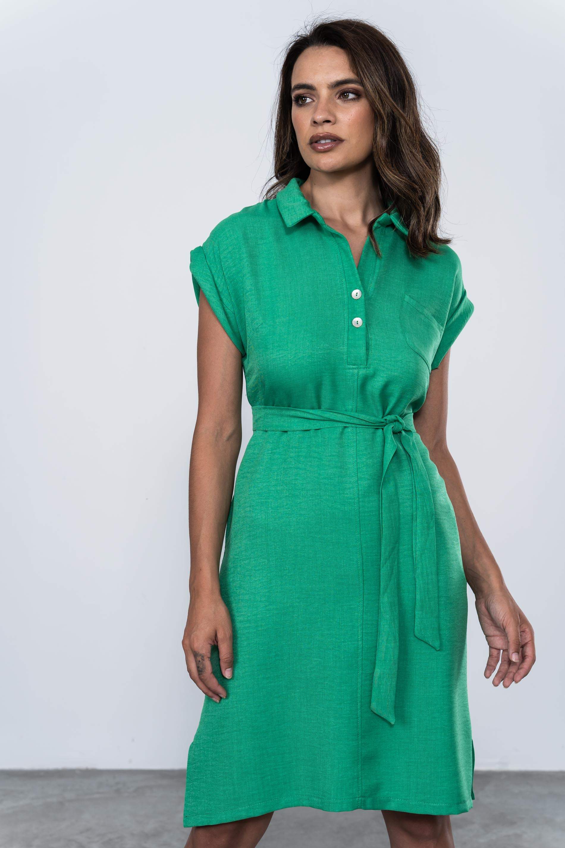 VESTIDO TIPO POLO BOLSILLO VERDE