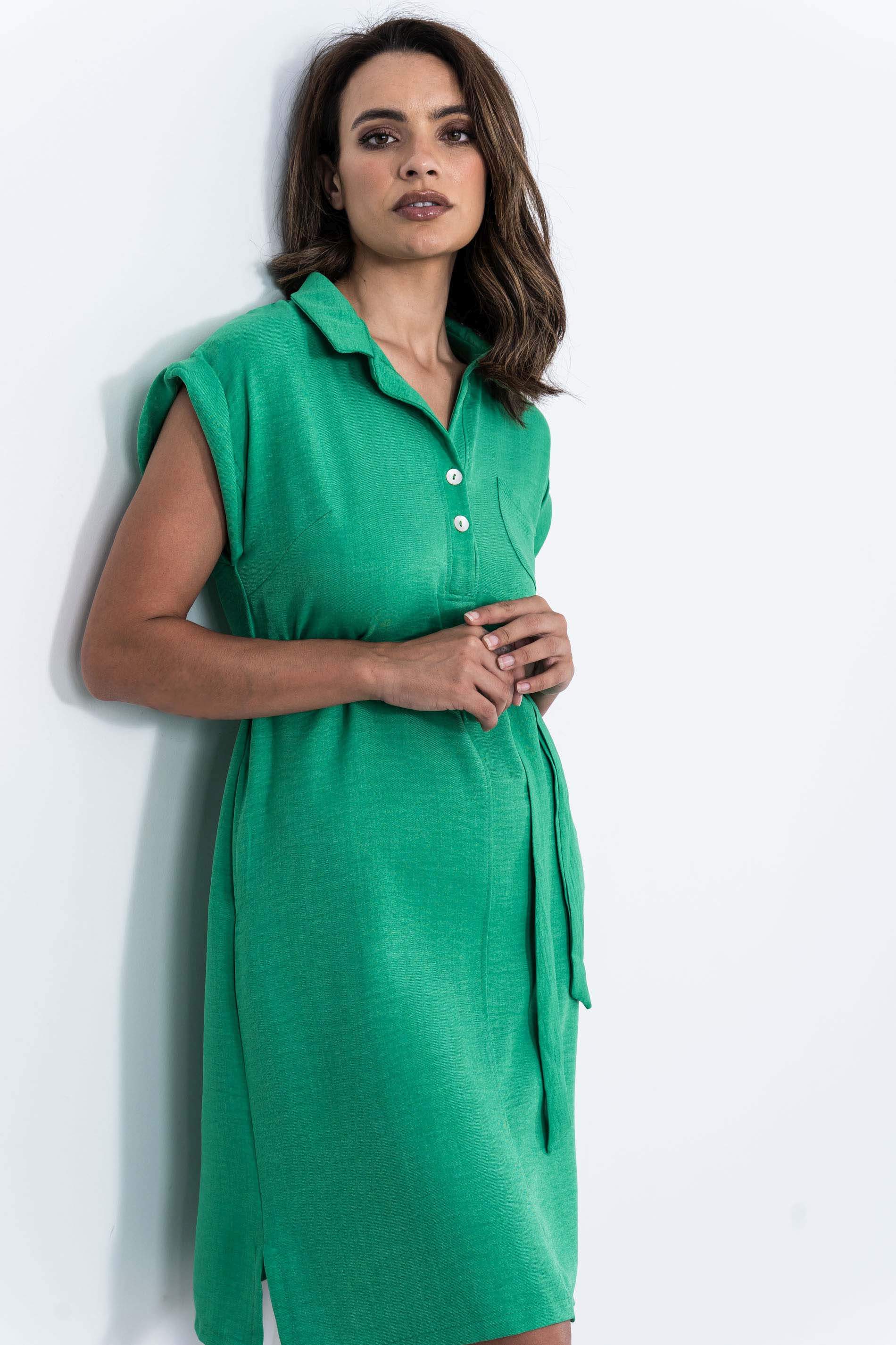 VESTIDO TIPO POLO BOLSILLO VERDE