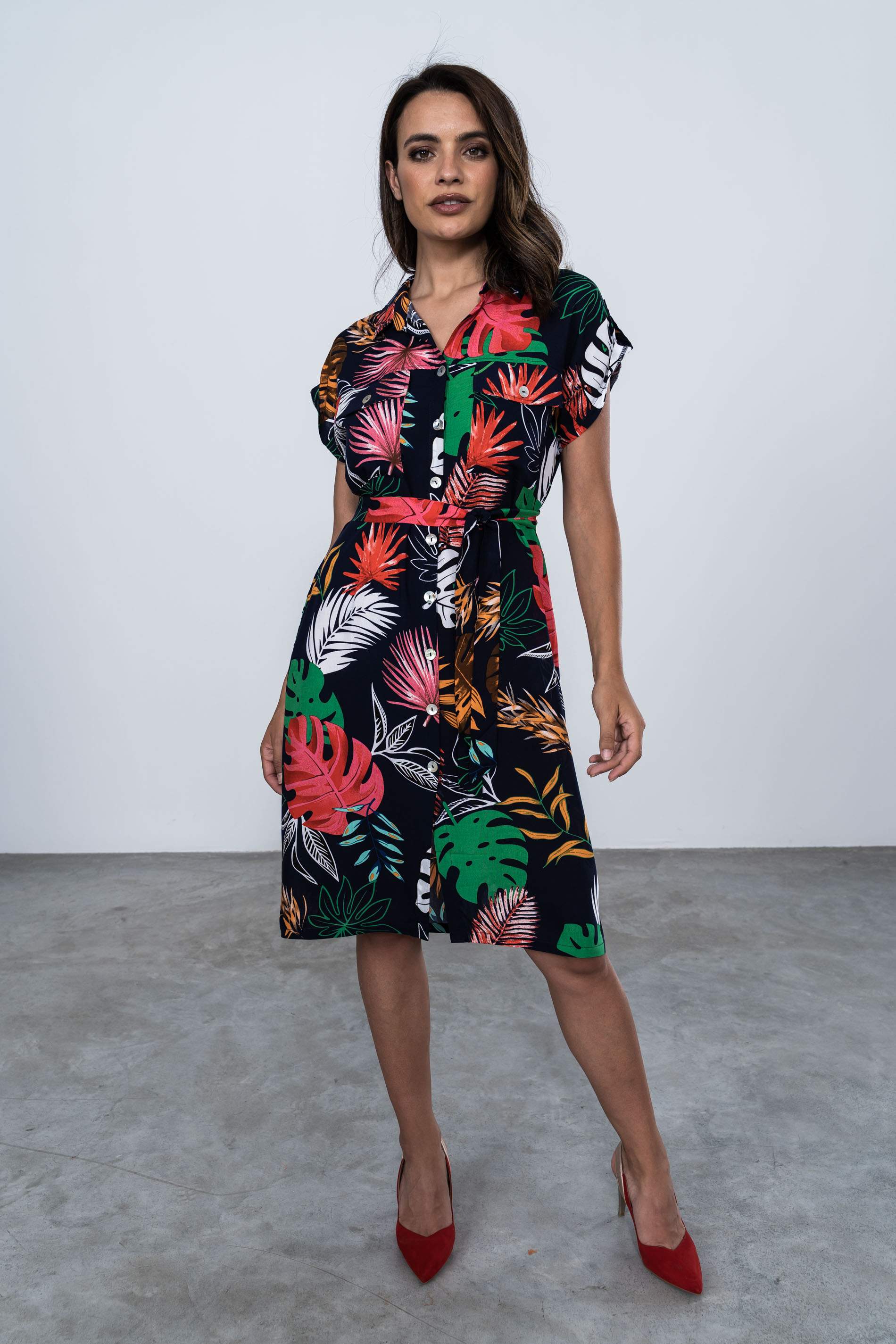 VESTIDO ESTAMPADO HOJAS 