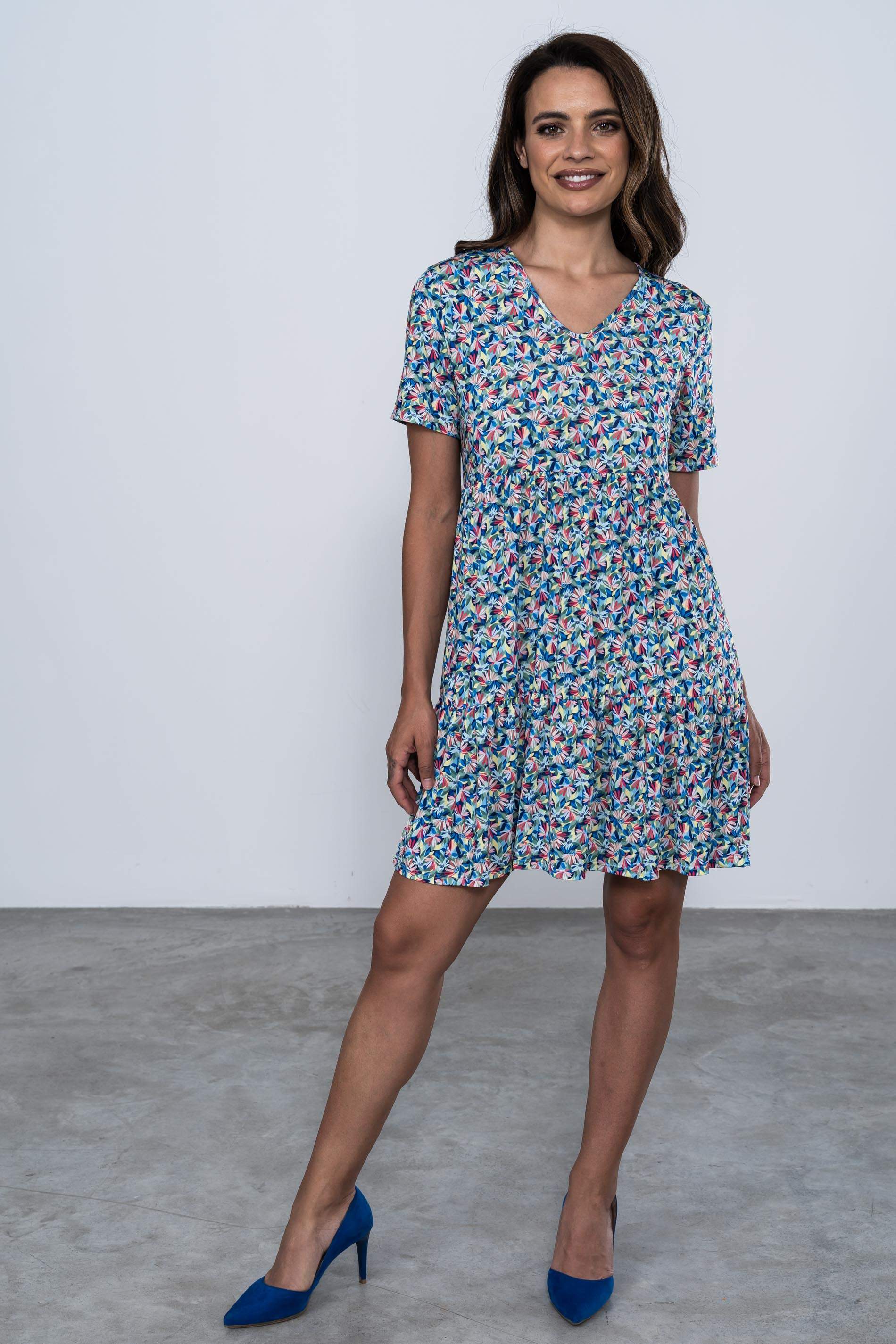 VESTIDO PUNTO CORTES FLORAL