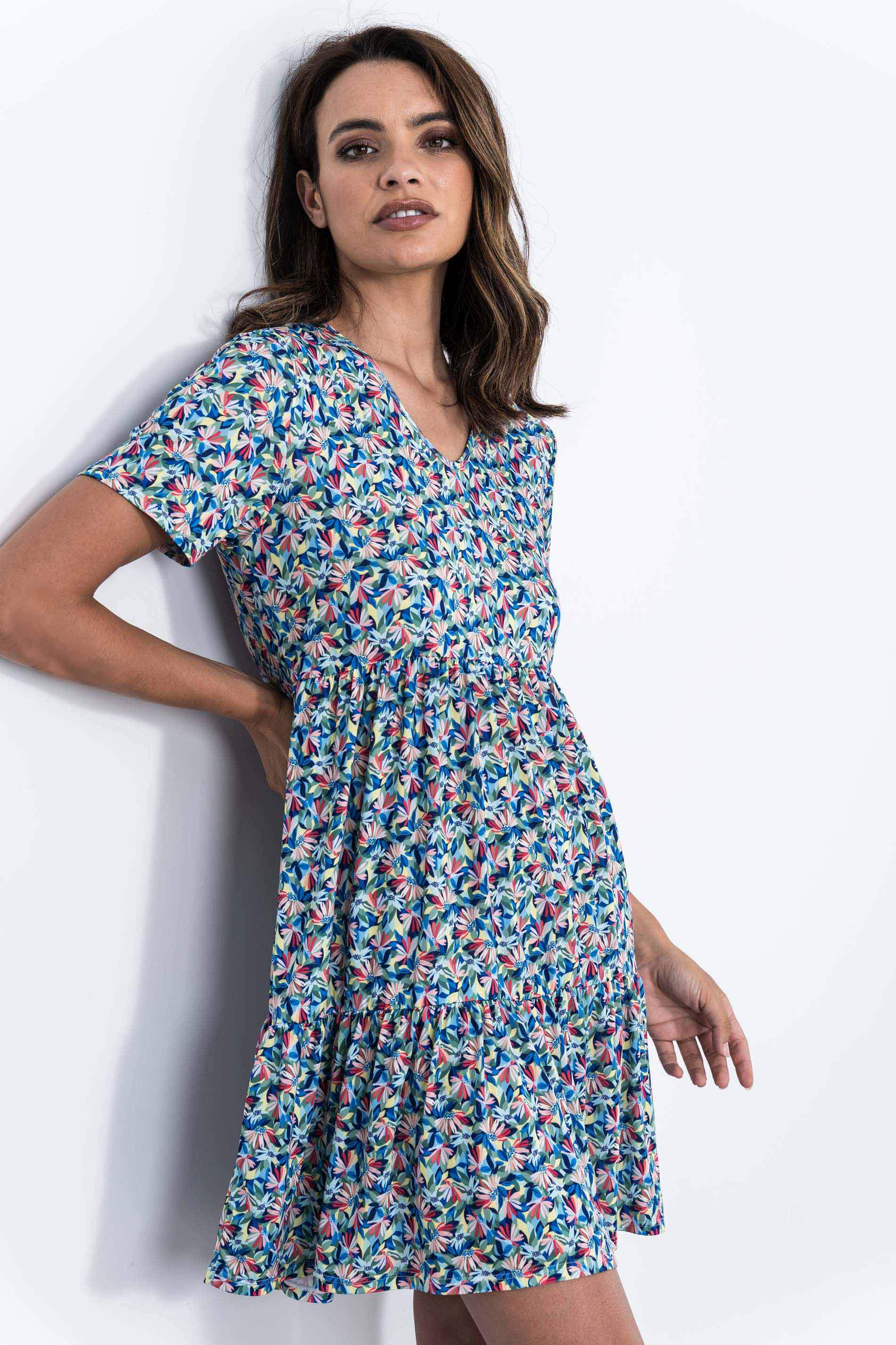 VESTIDO PUNTO CORTES FLORAL