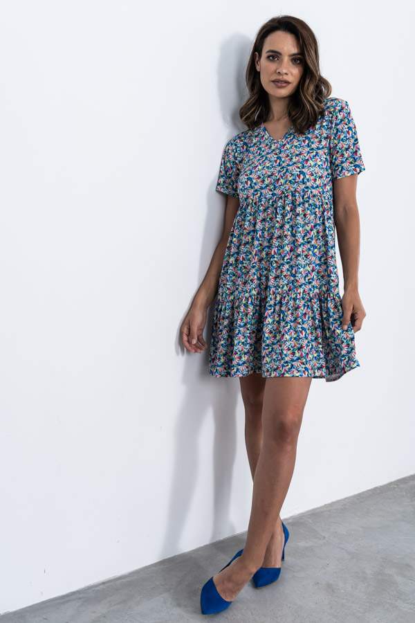 VESTIDO PUNTO CORTES FLORAL