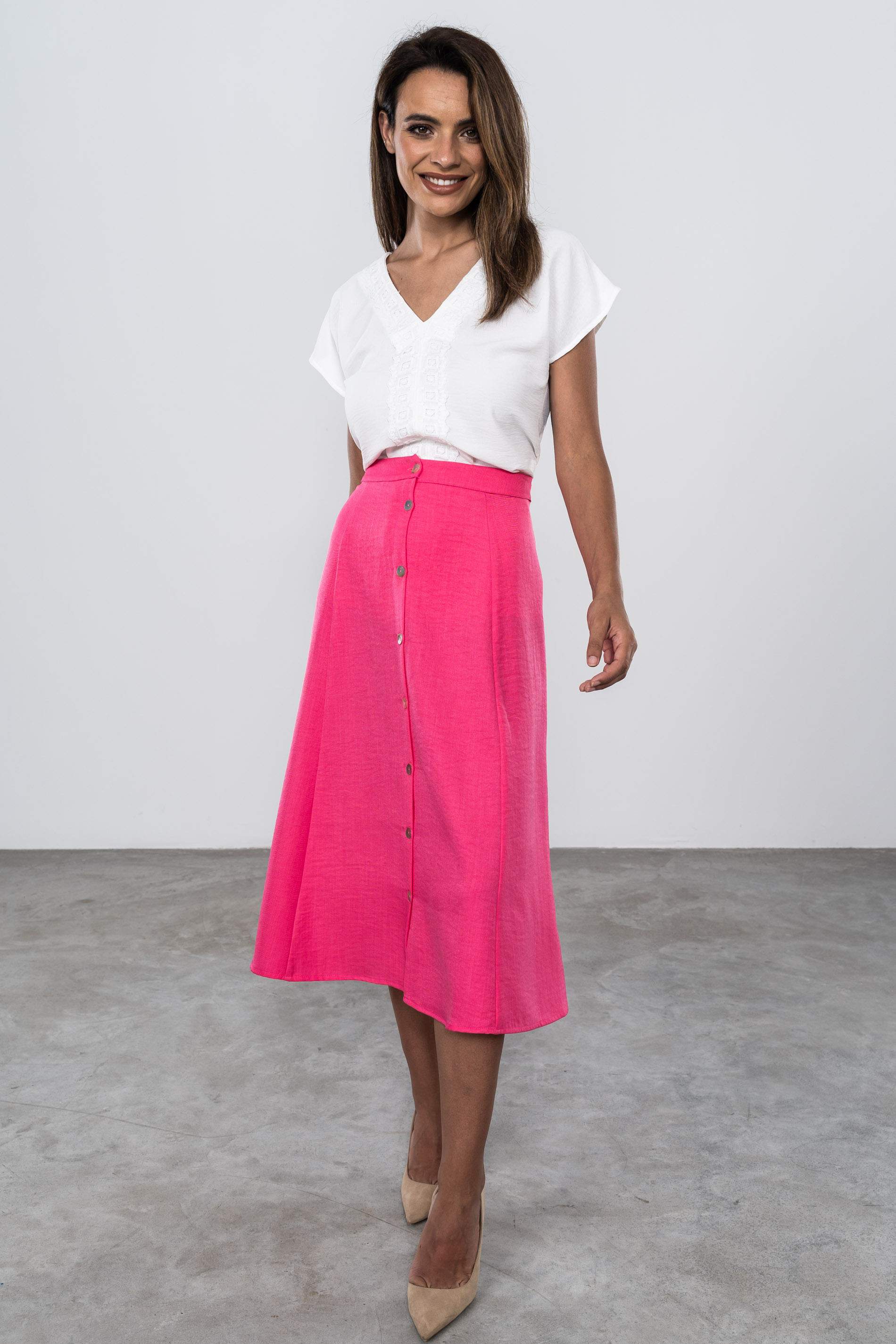 FALDA ENVASE BOTONES FUCSIA