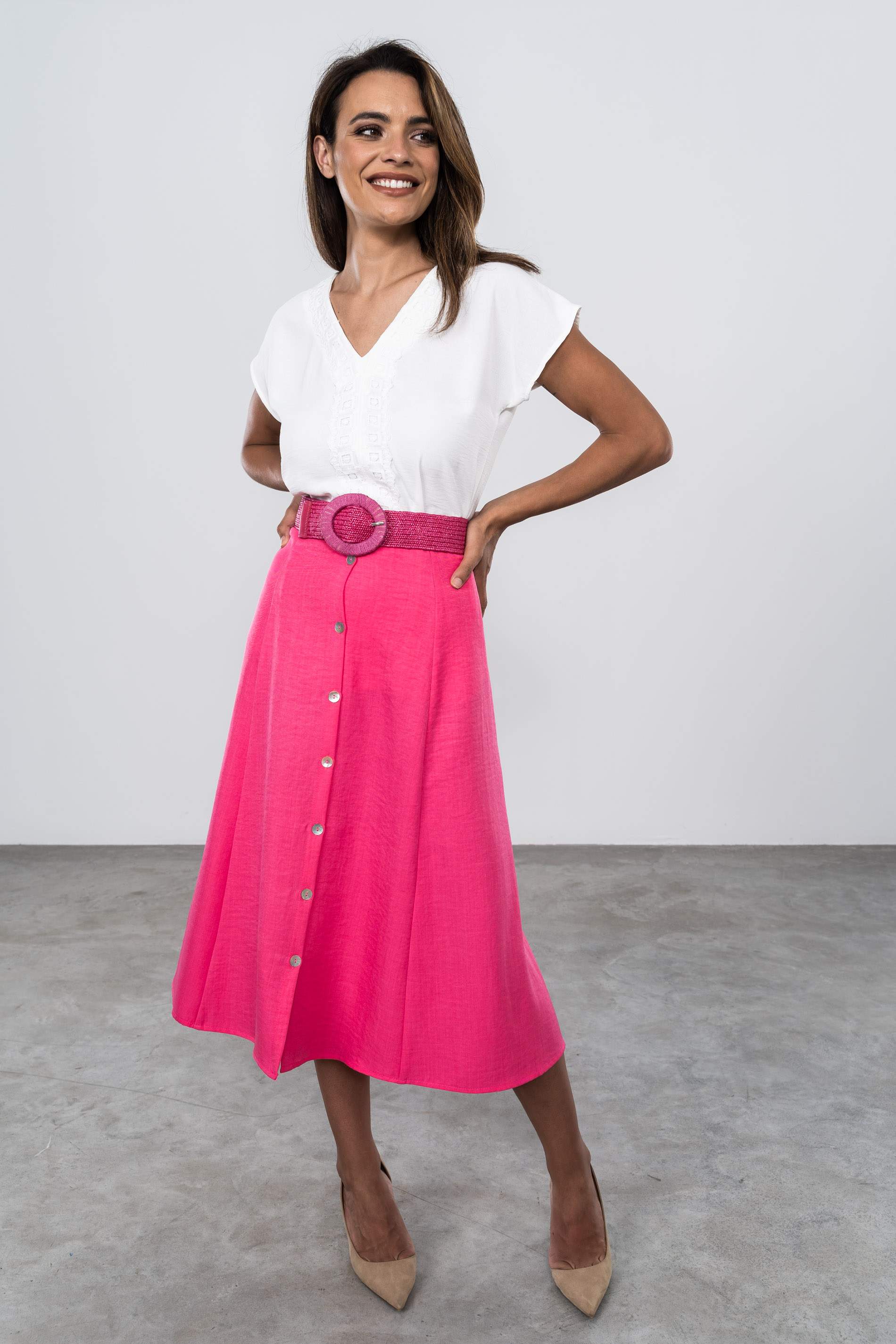 FALDA ENVASE BOTONES FUCSIA