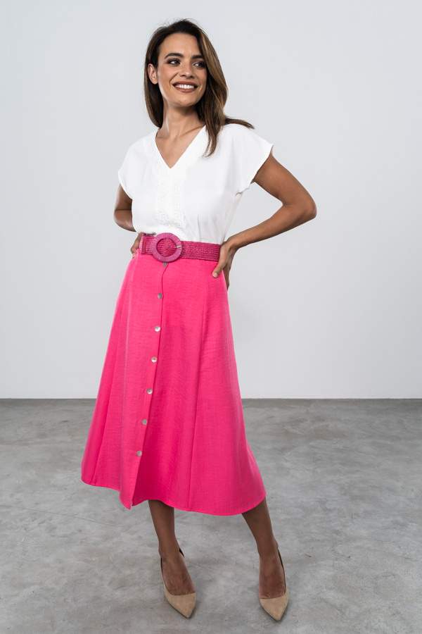 FALDA ENVASE BOTONES FUCSIA