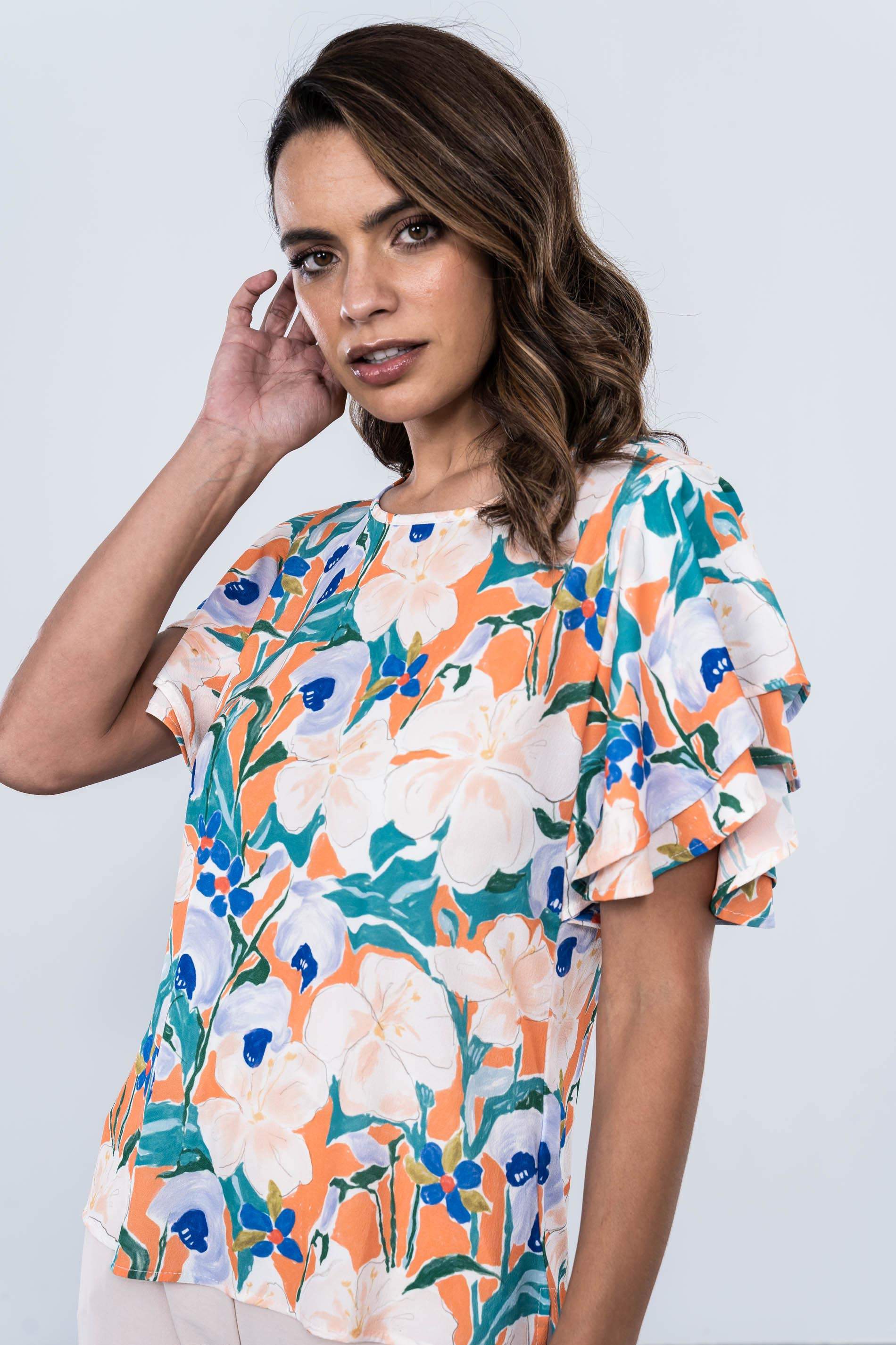 BLUSA MANGA CAPAS FLORAL