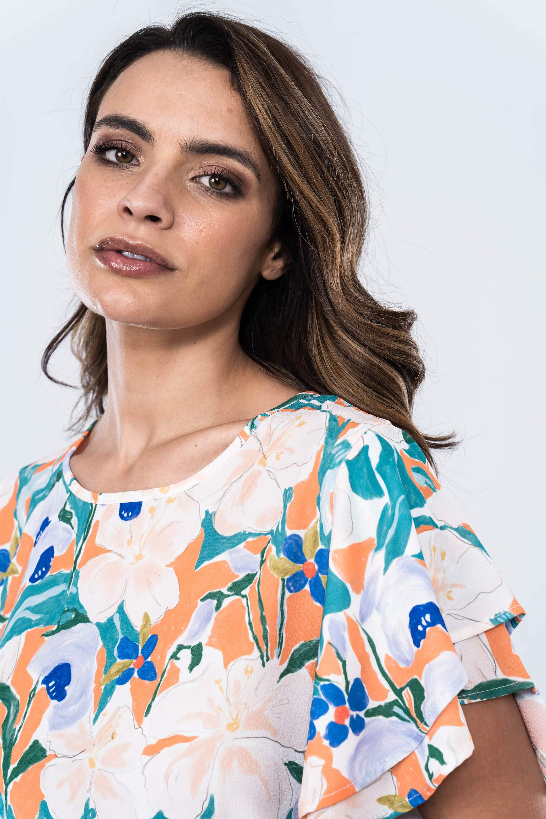 BLUSA MANGA CAPAS FLORAL