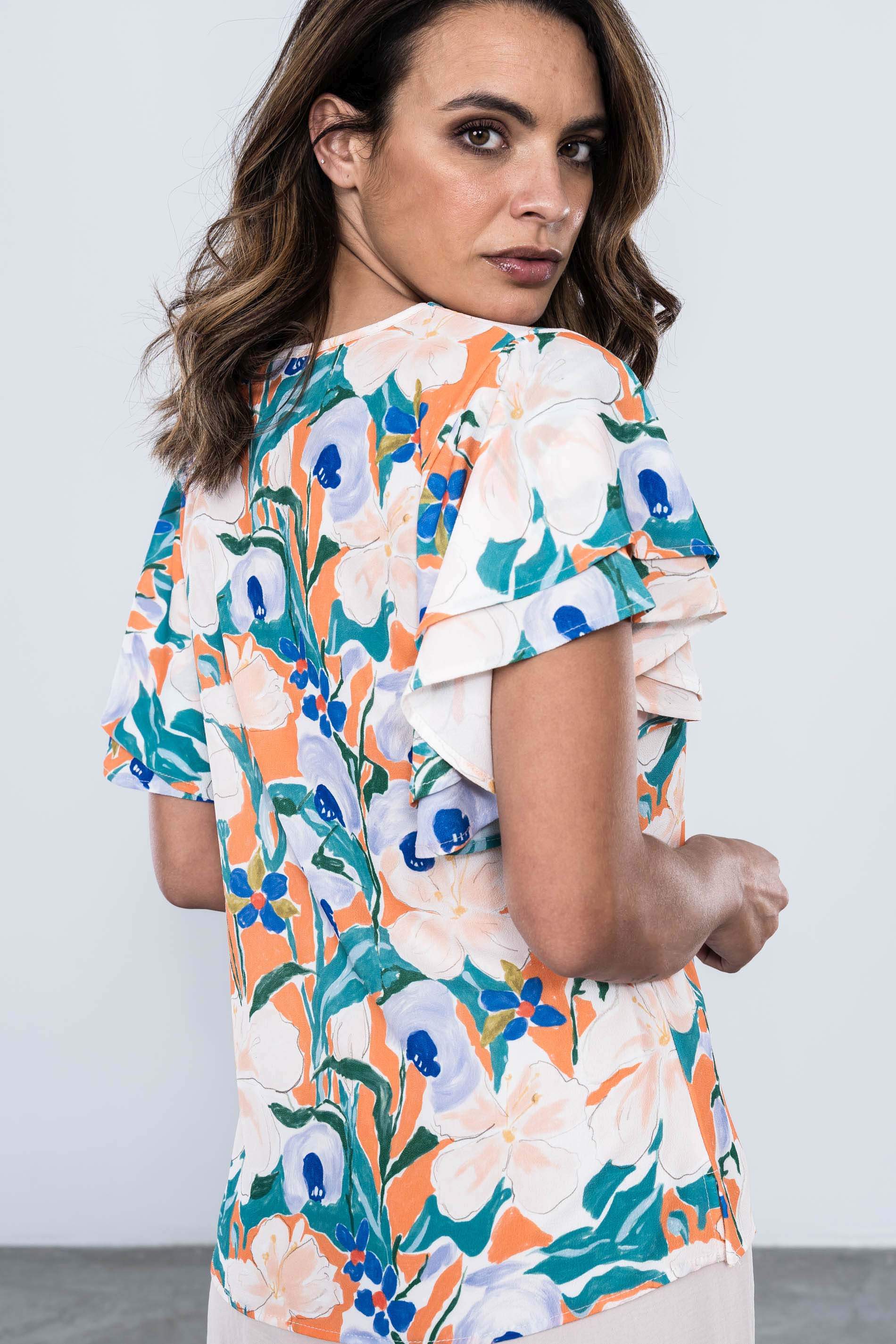BLUSA MANGA CAPAS FLORAL