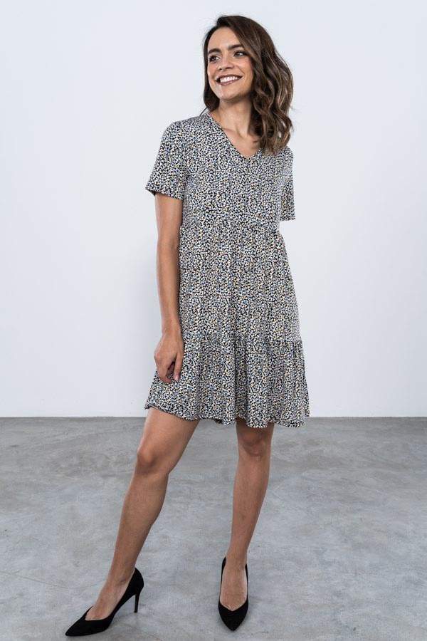 VESTIDO PUNTO CORTES MOTAS