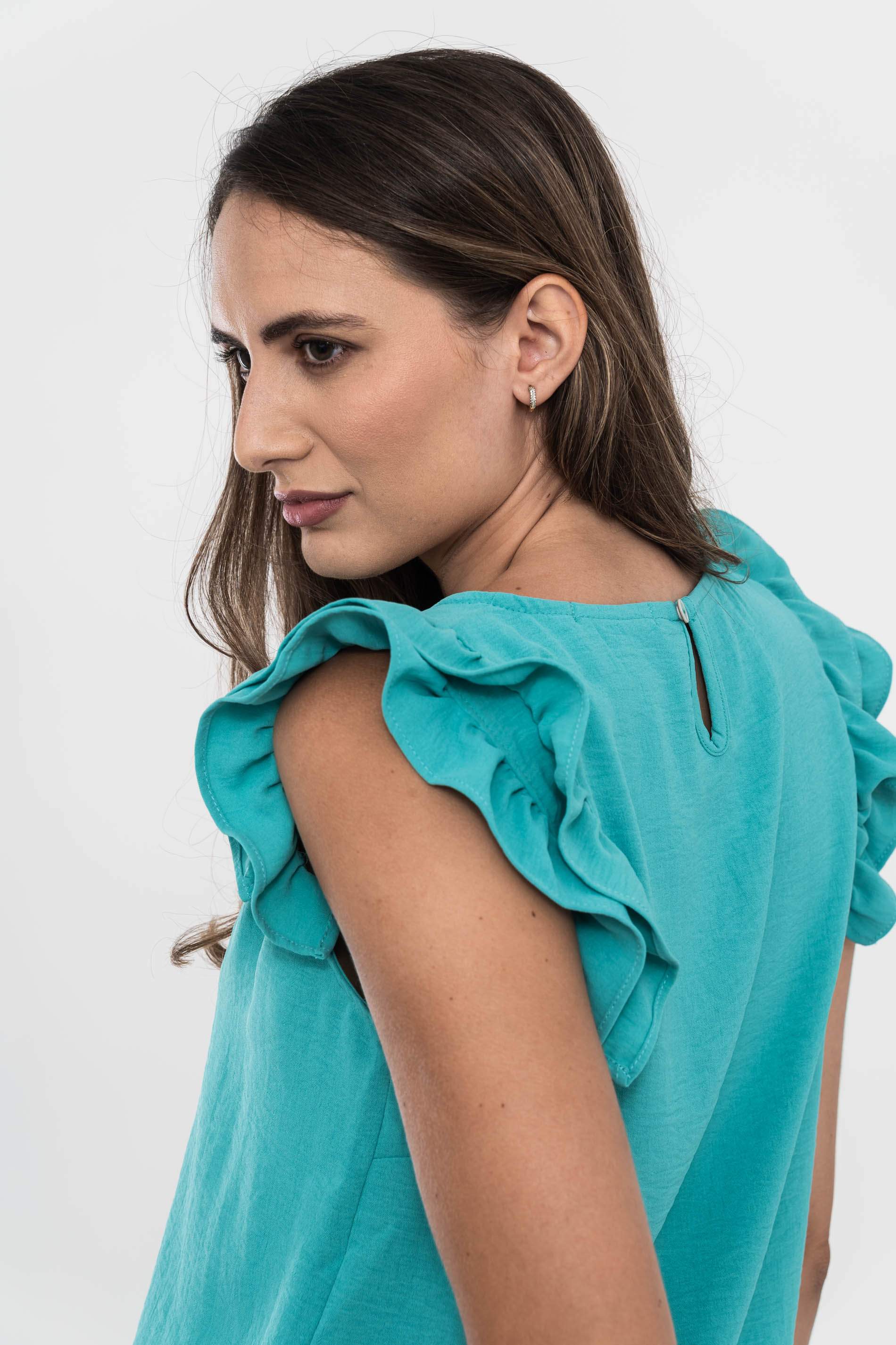 BLUSA M SISA DOBLE VOLANTE CUEL REDON AGUA