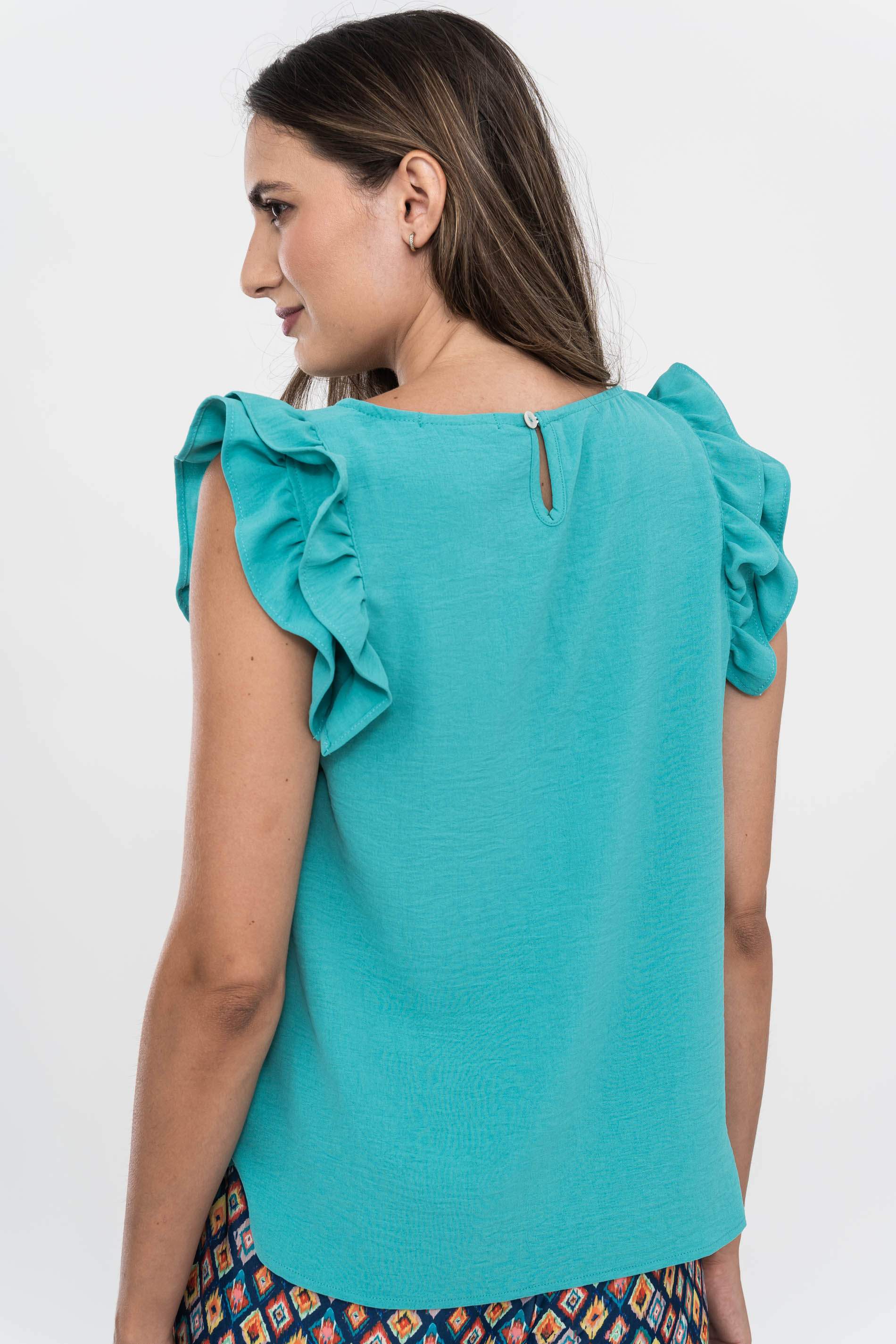 BLUSA M SISA DOBLE VOLANTE CUEL REDON AGUA