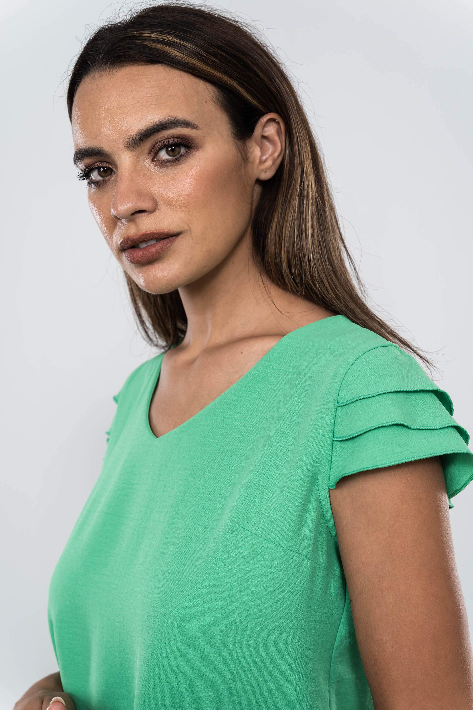 BLUSA MANGA 3 VOLANTES VERDE