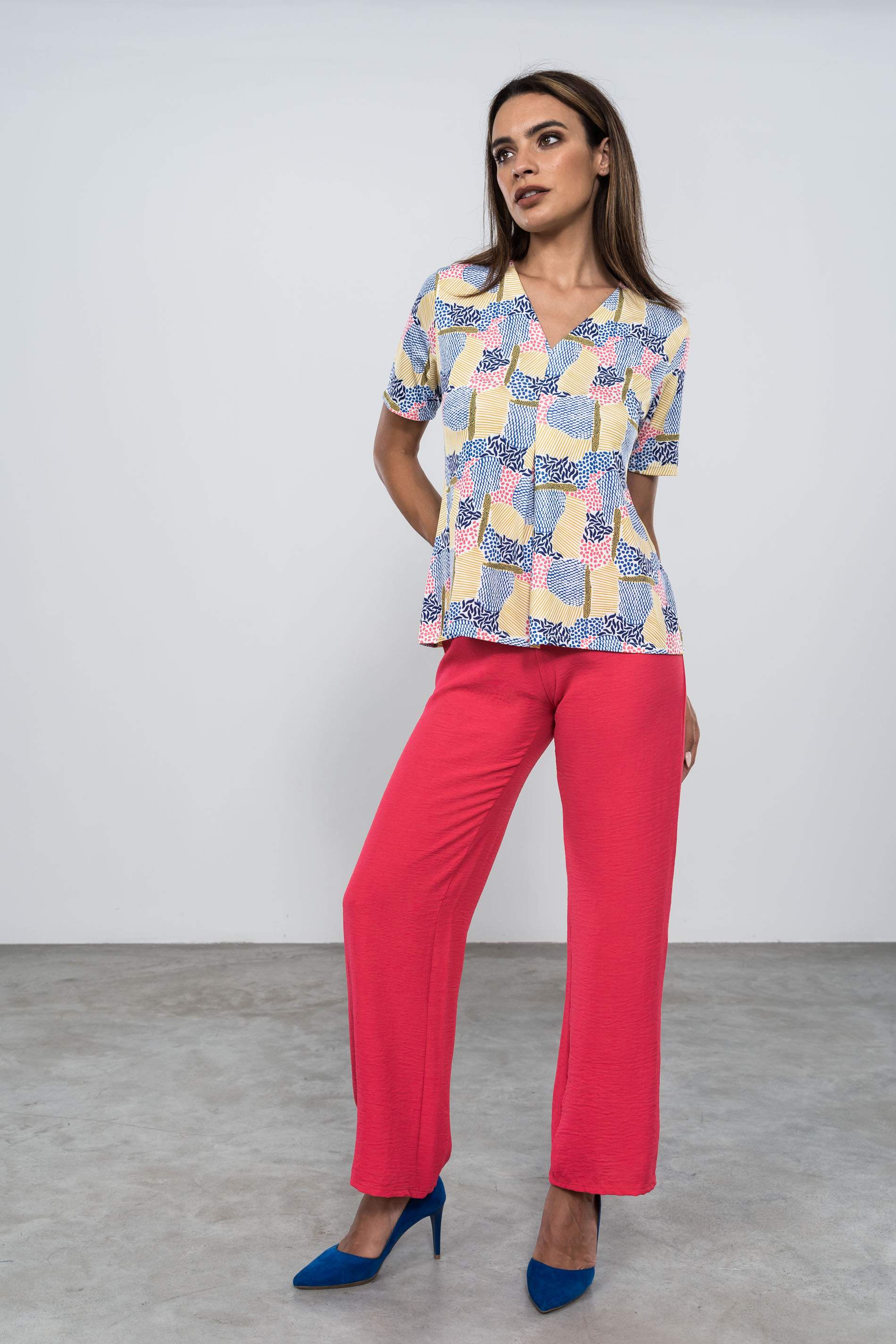 PANTALON FLUIDO GOMA  FRESA.