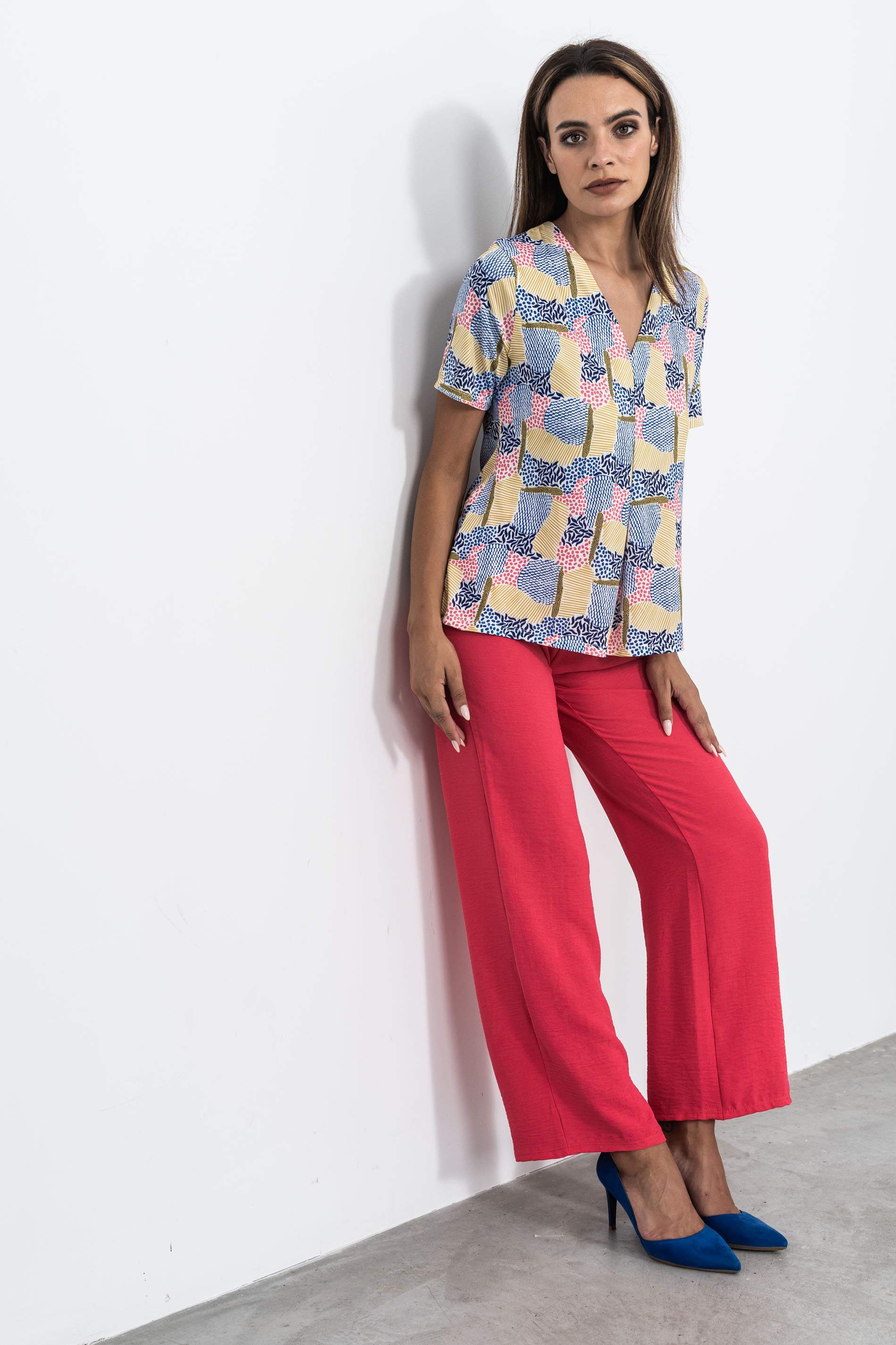 PANTALON FLUIDO GOMA FRESA.