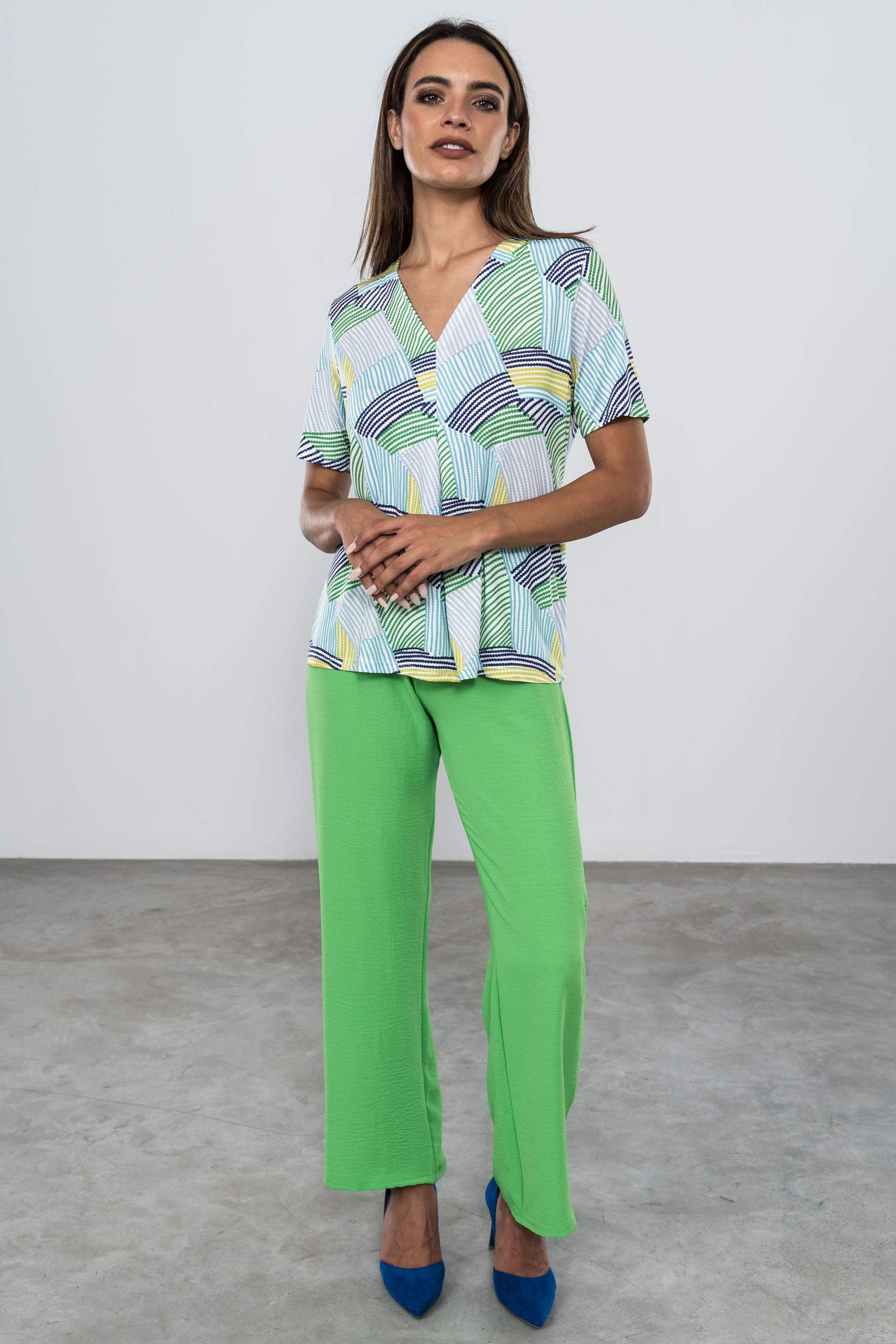 PANTALON FLUIDO COMA. VERDE