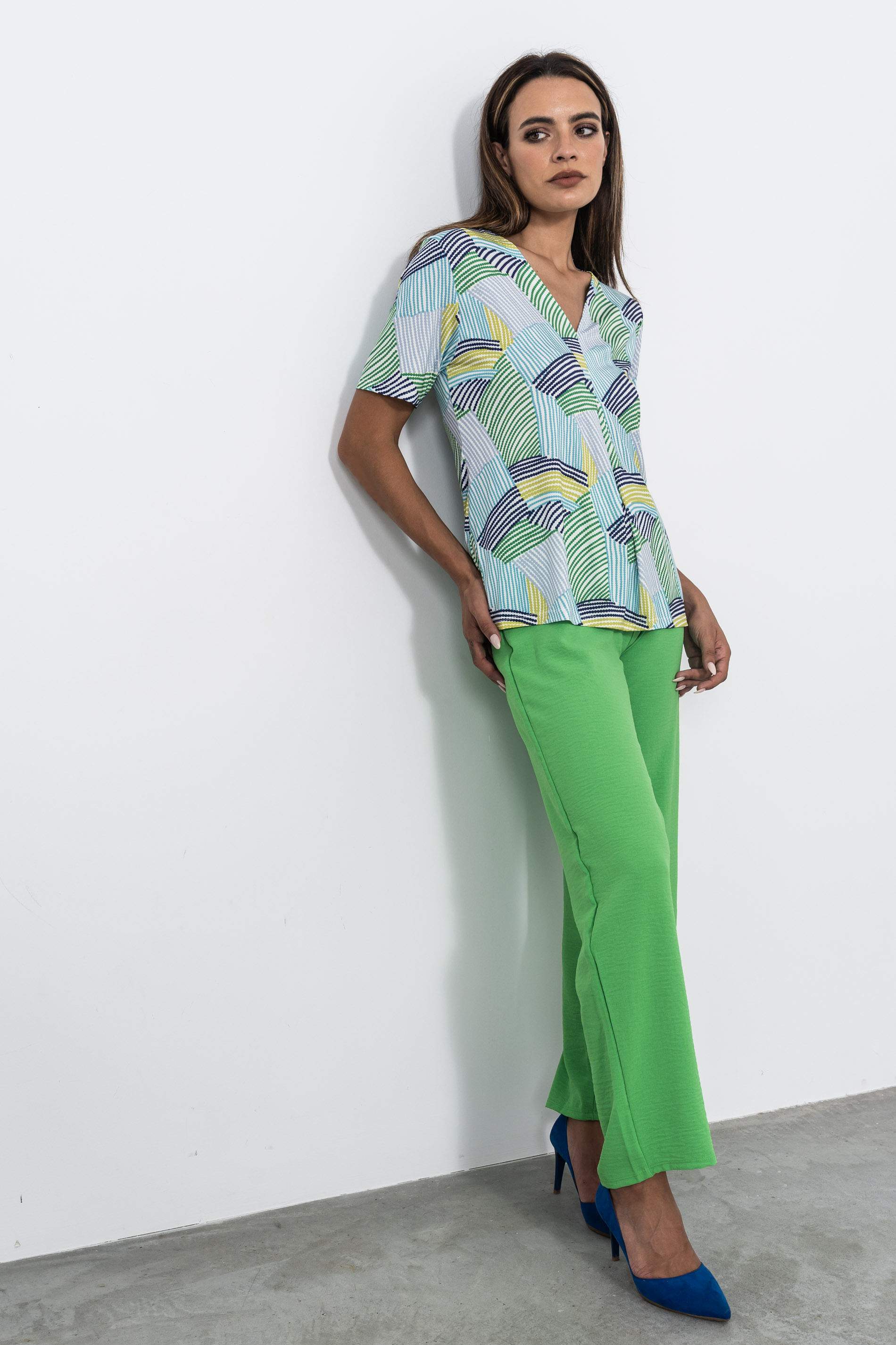 PANTALON FLUIDO COMA. VERDE