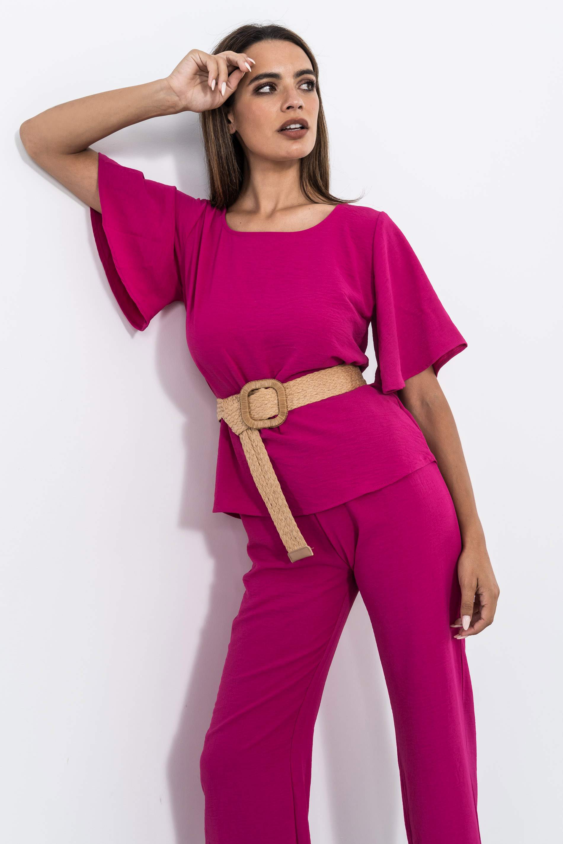 BLUSA MANGA CAPA REDONDO BUGANVILLA.