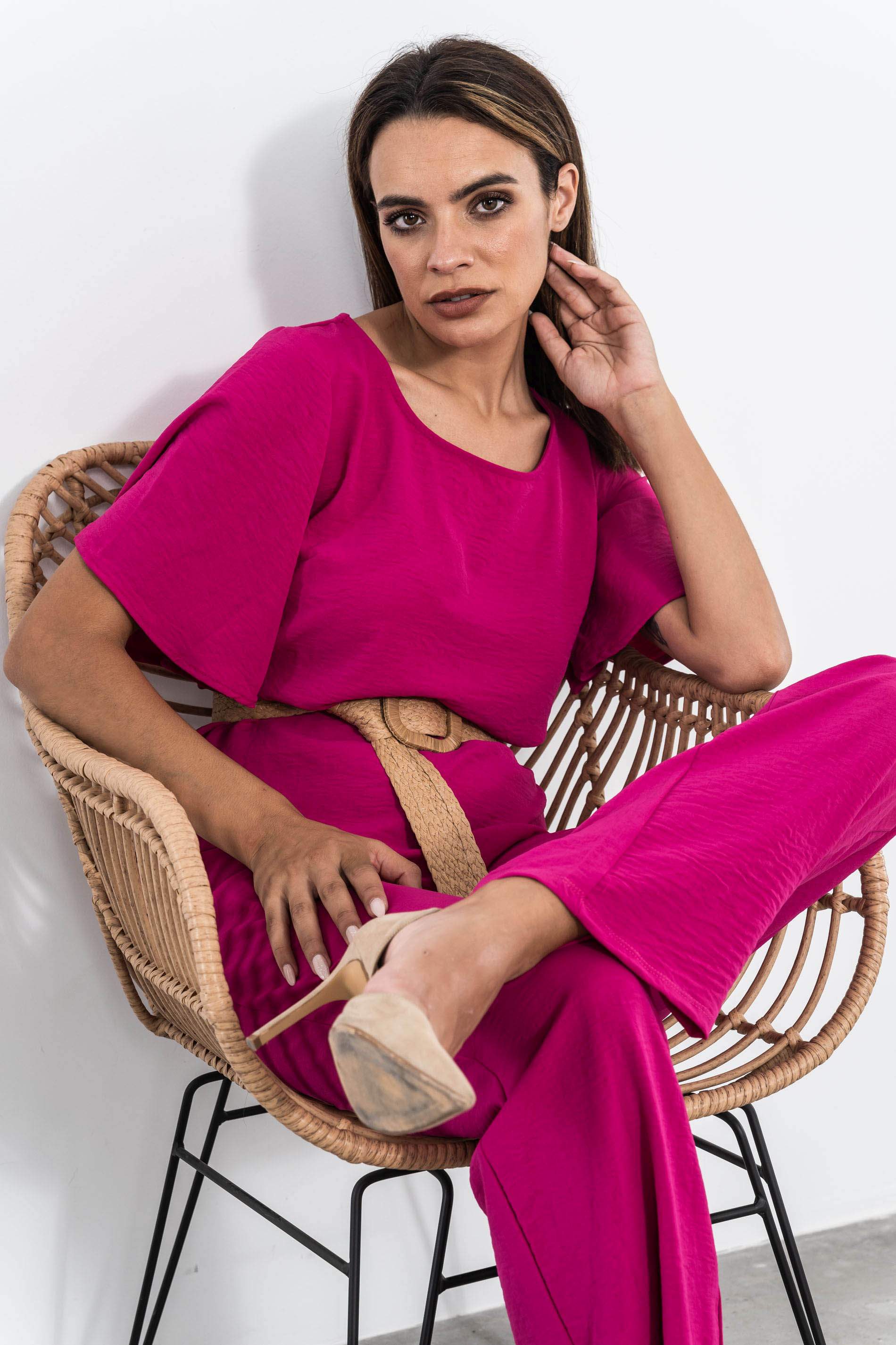 BLUSA MANGA CAPA REDONDO BUGANVILLA.