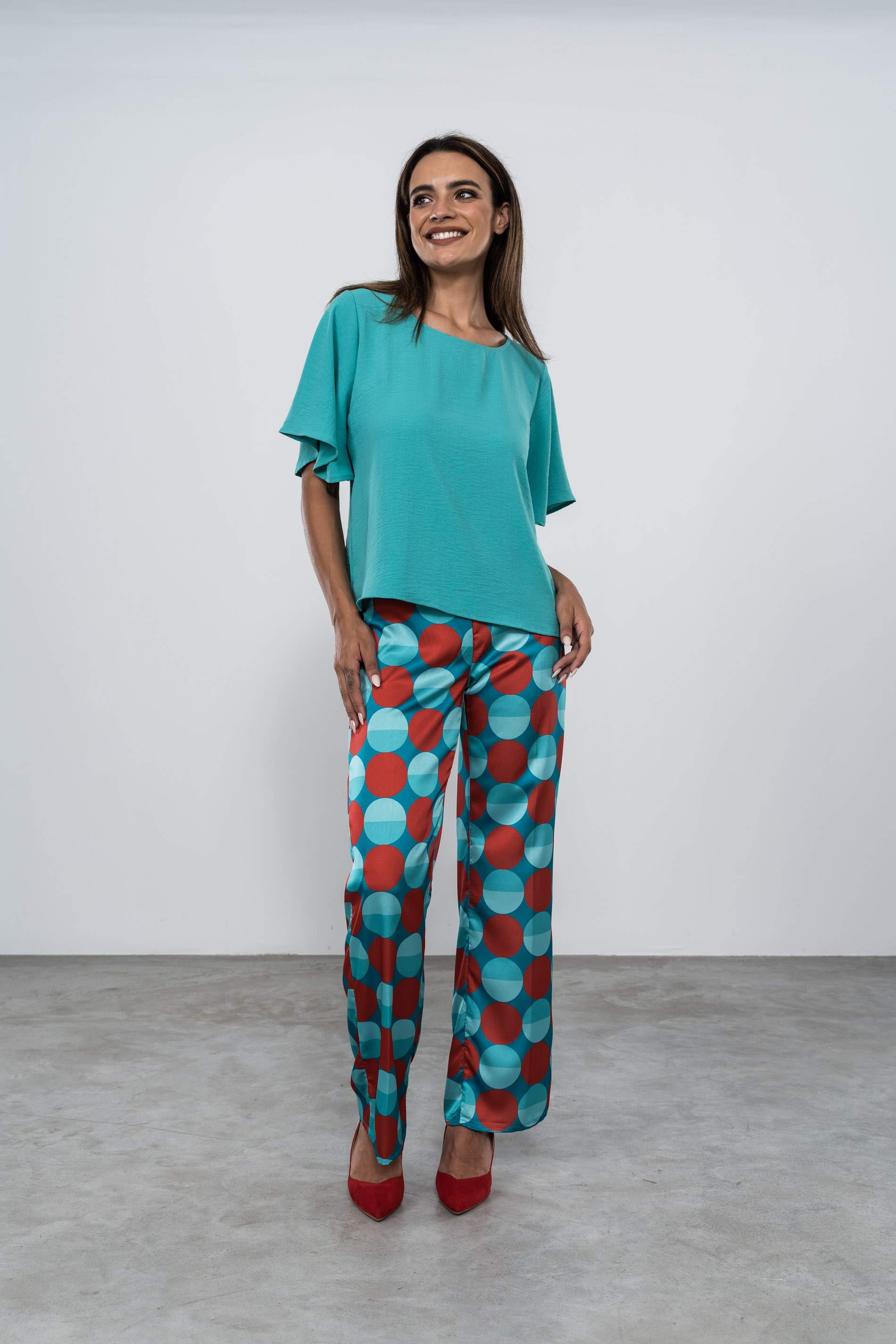 BLUSA MANGAS CAPA CUE. REDONDO AGUA