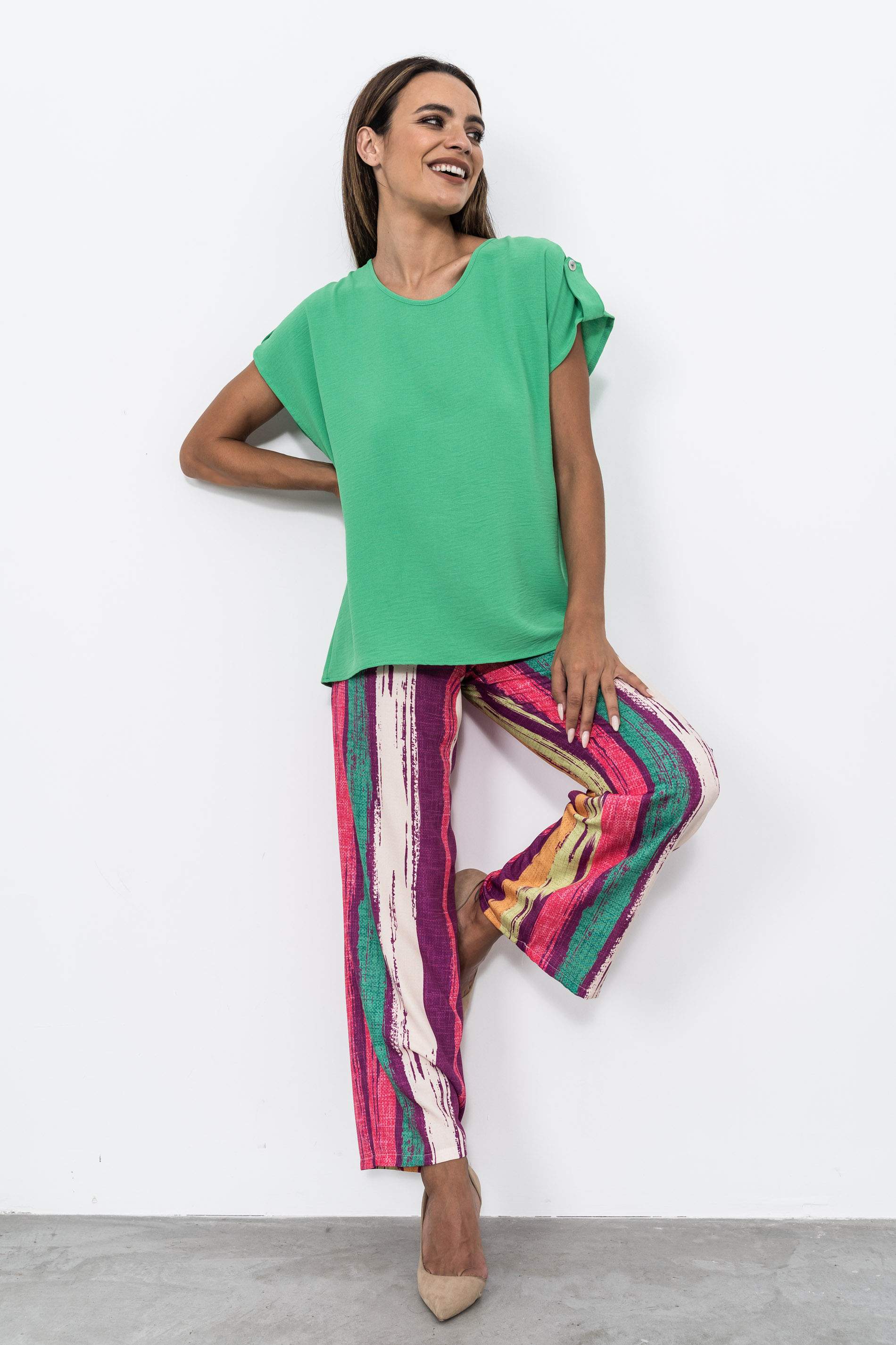 BLUSA MANGA DETALLE BOTON VERDE