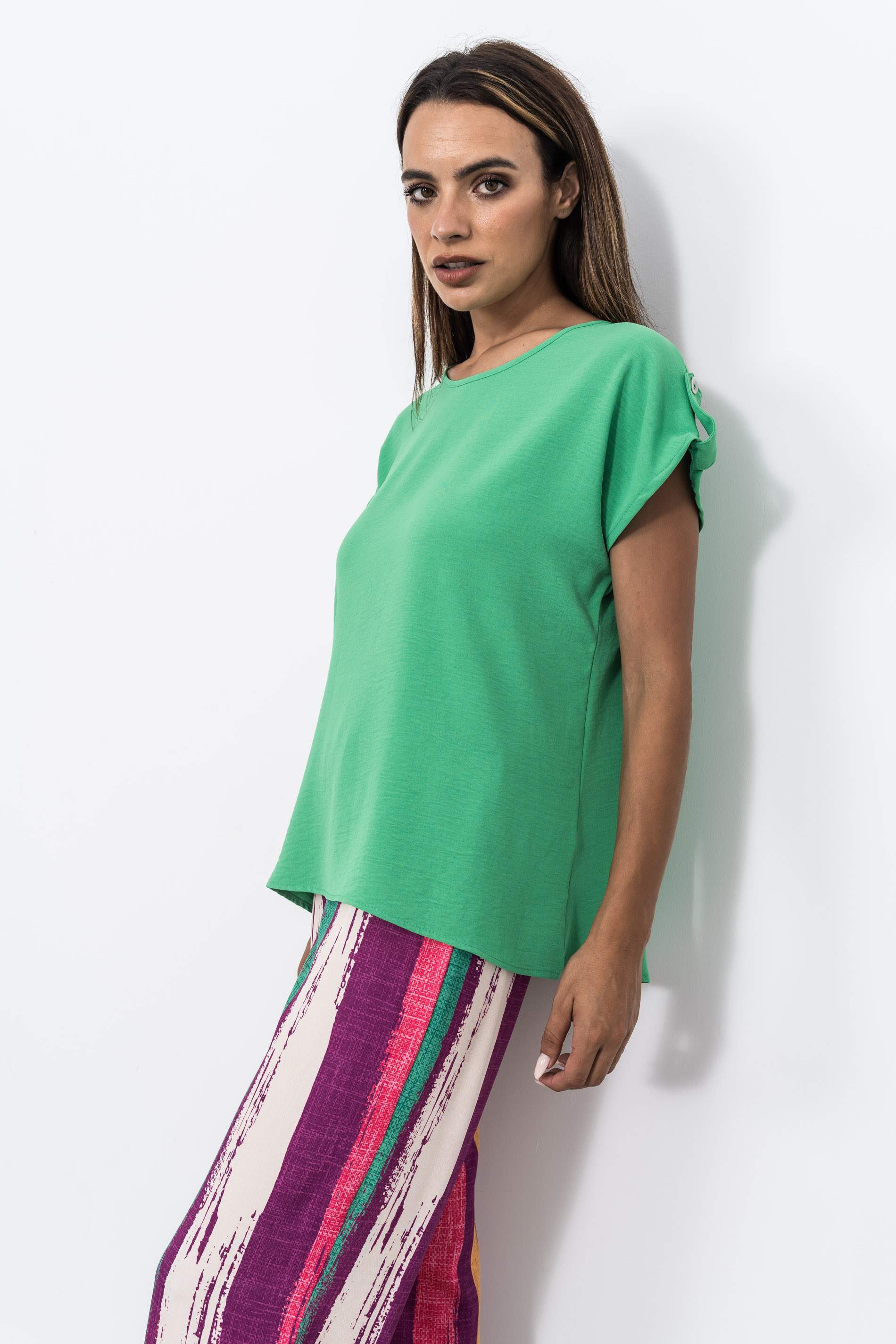 BLUSA MANGA DETALLE BOTON VERDE