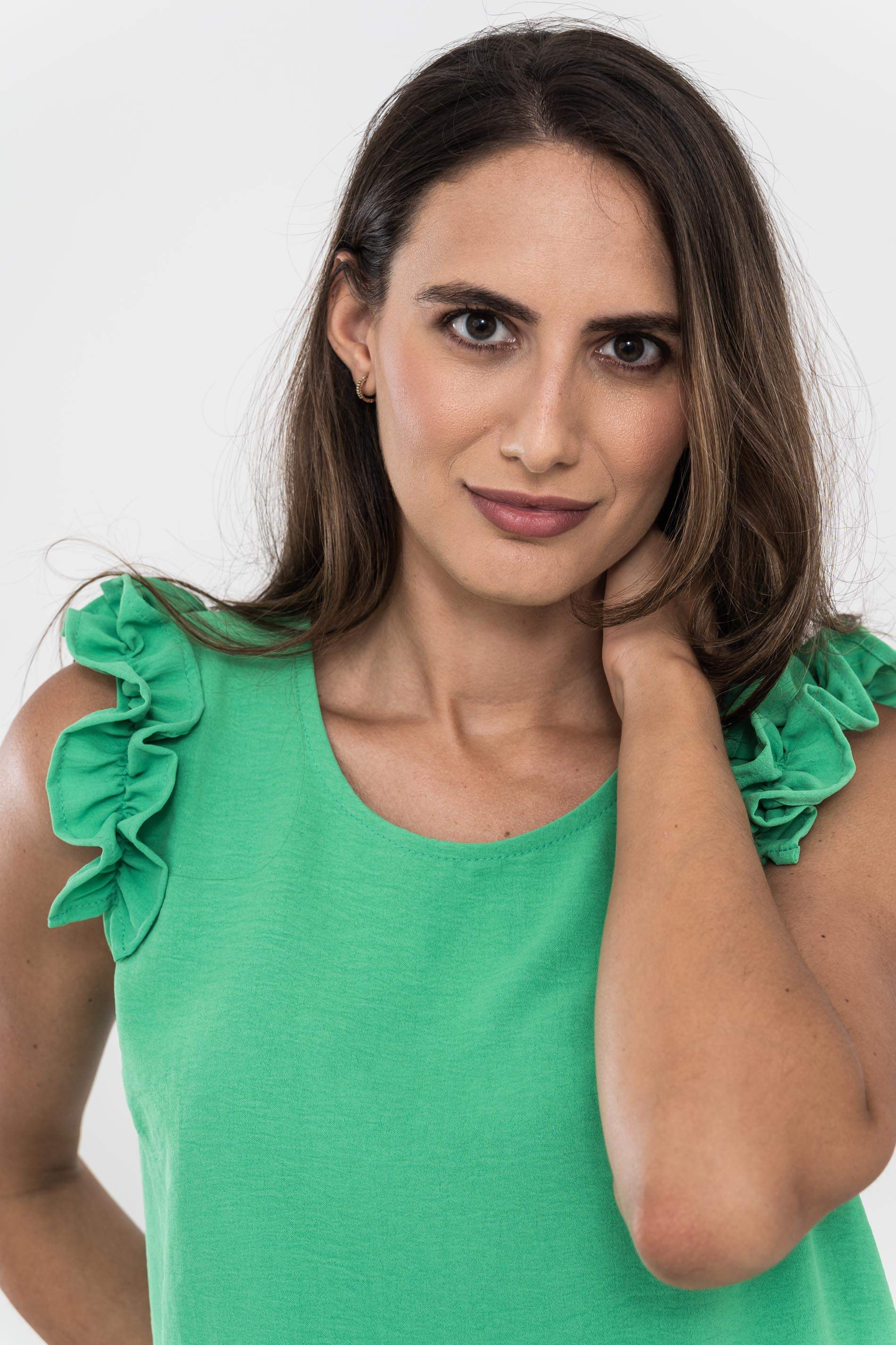BLUSA SISA VOLANTE VERDE.