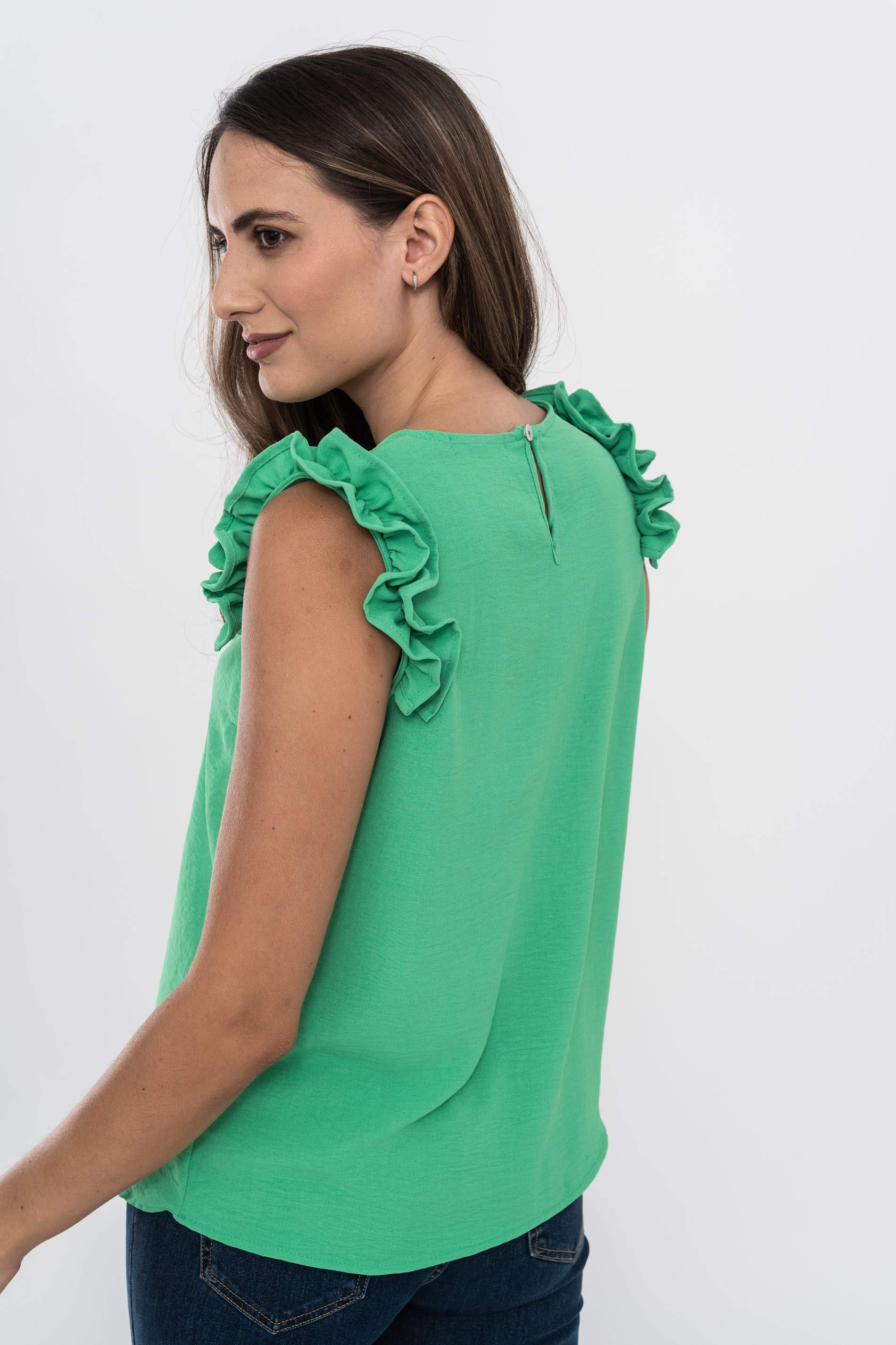 BLUSA SISA VOLANTE VERDE.